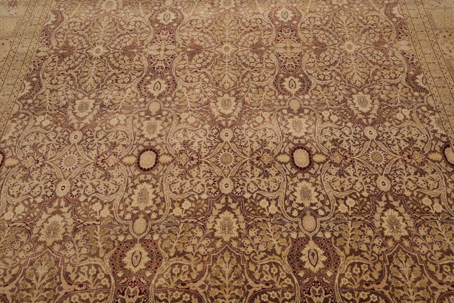 8x10 Brown, Tan, Gold Color Hand Knotted All-Over 100% Wool Traditional-Persian/Oriental Oriental Rug
