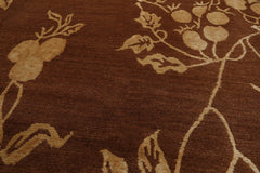 Square Brown, Light Gold, Color Hand Knotted All-Over 100% Wool Transitional Oriental Rug