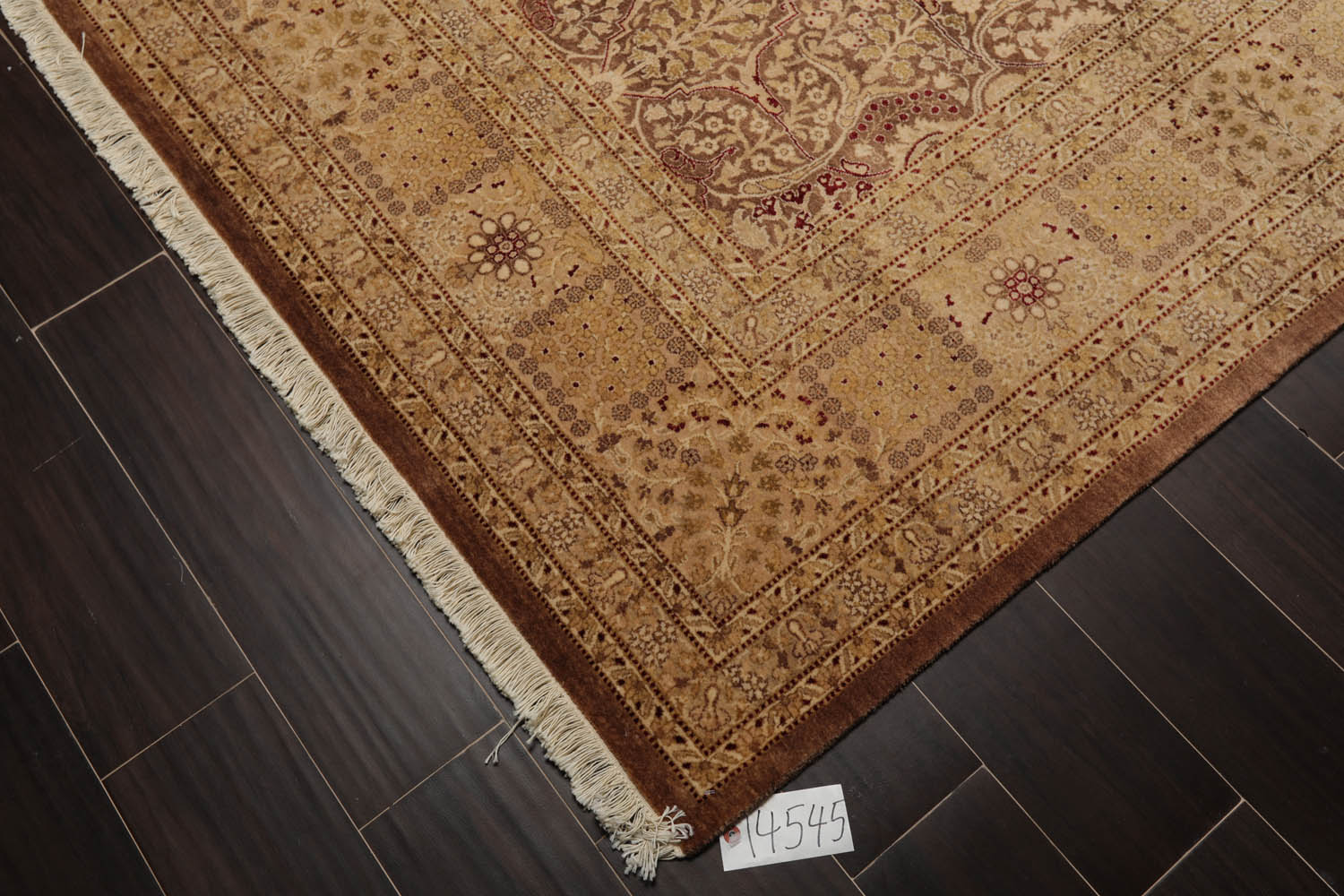 8x10 Brown, Tan, Gold Color Hand Knotted All-Over 100% Wool Traditional-Persian/Oriental Oriental Rug