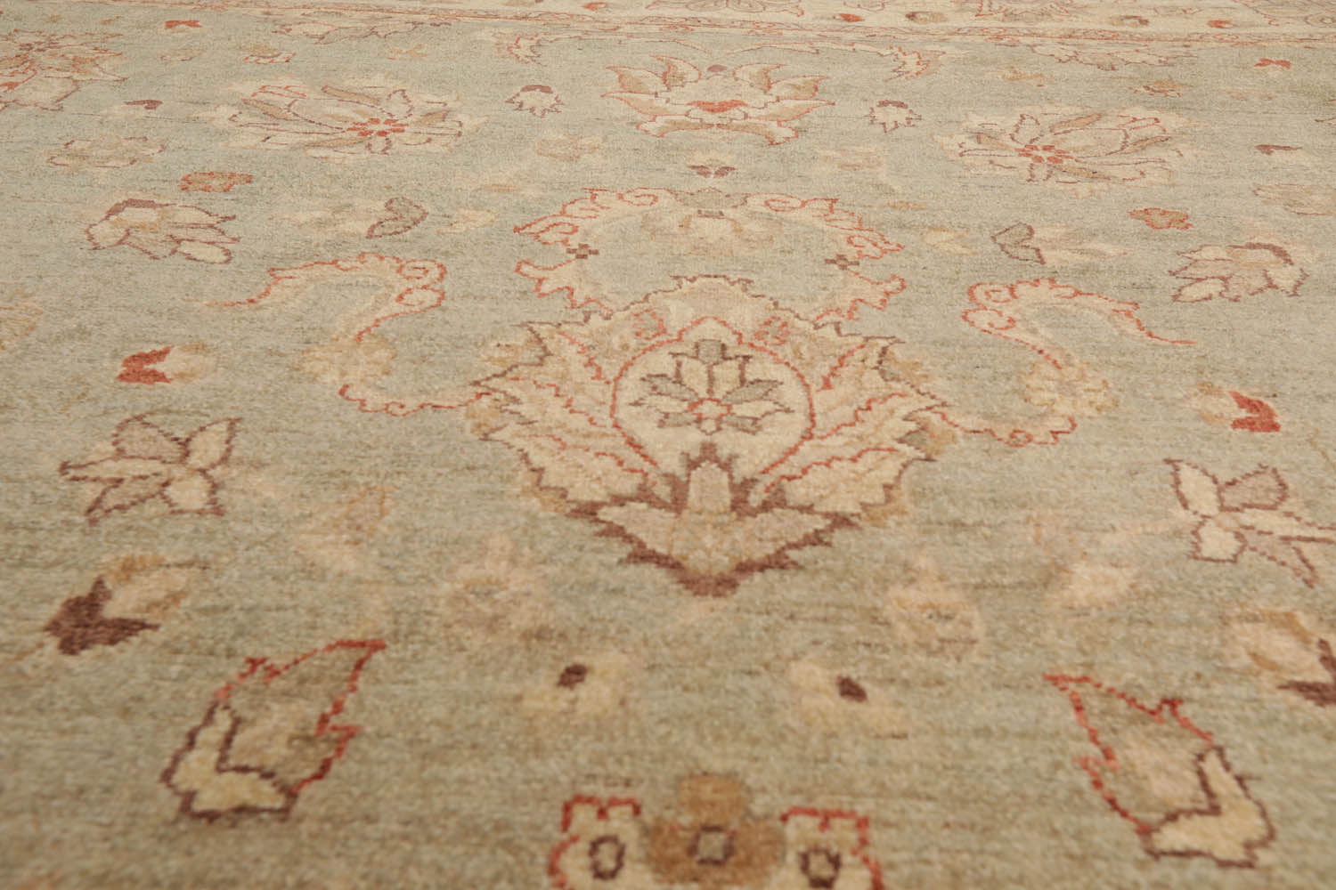 8x10 Aqua, Beige, Tan Color Hand Knotted All-Over 100% Wool Traditional-Persian/Oriental Oriental Rug