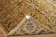 8x10 Gold, Brown, Aqua Color Hand Knotted Oushak Wool Transitional Oriental Rug