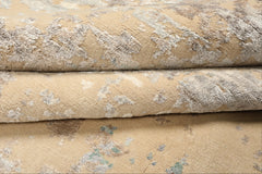 8x10 Ivory, Silver, Gray Color Hand Knotted Sherpa Tibetan Wool & Bamboo Silk Modern & Contemporary Oriental Rug