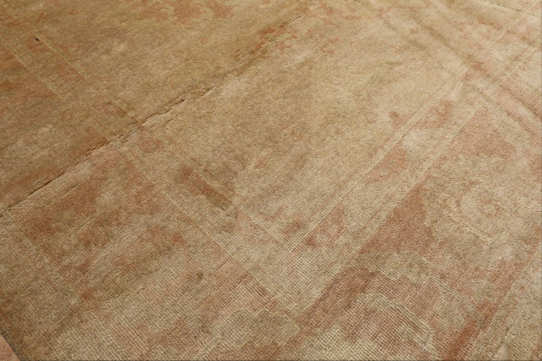 8x10 Beige, Blush, Light Gold Color Hand Knotted Oushak Wool Traditional Oriental Rug