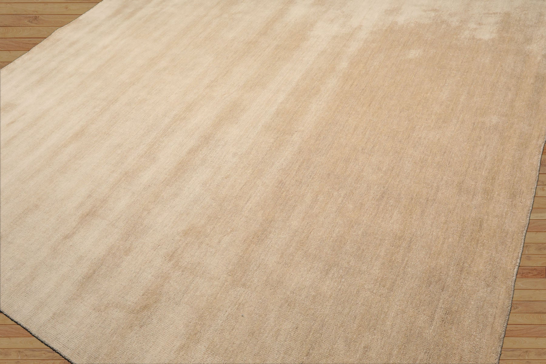 LoomBloom Multi Size Beige Wool Hand Loomed Solid Contemporary Oriental Rug