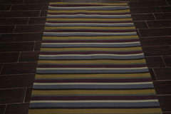 4x6 Blue, Mustard, Purple Color Machine Made Striped 100% Wool Contemporary Oriental Rug