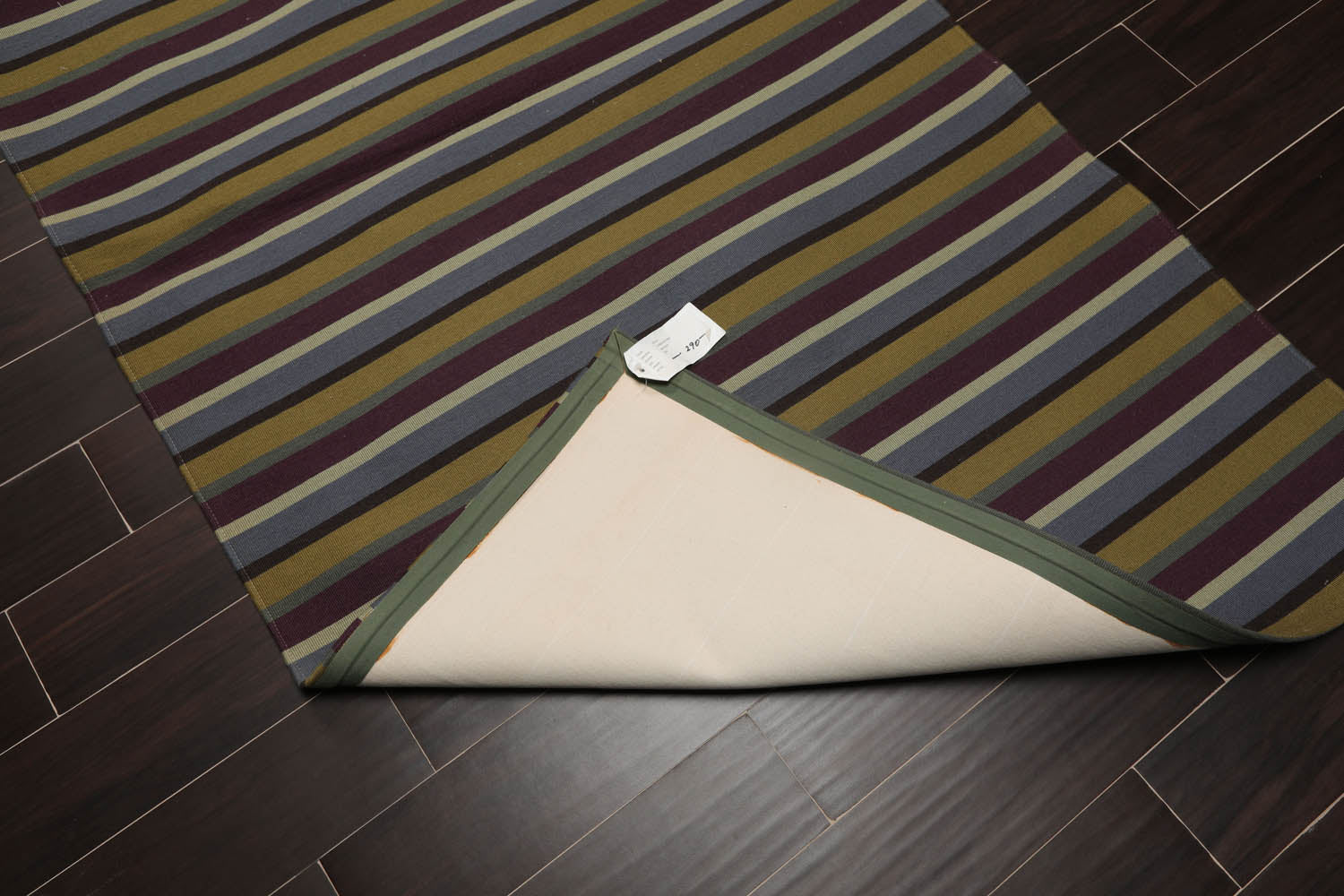 4x6 Blue, Mustard, Purple Color Machine Made Striped 100% Wool Contemporary Oriental Rug