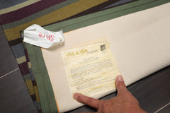 4x6 Blue, Mustard, Purple Color Machine Made Striped 100% Wool Contemporary Oriental Rug