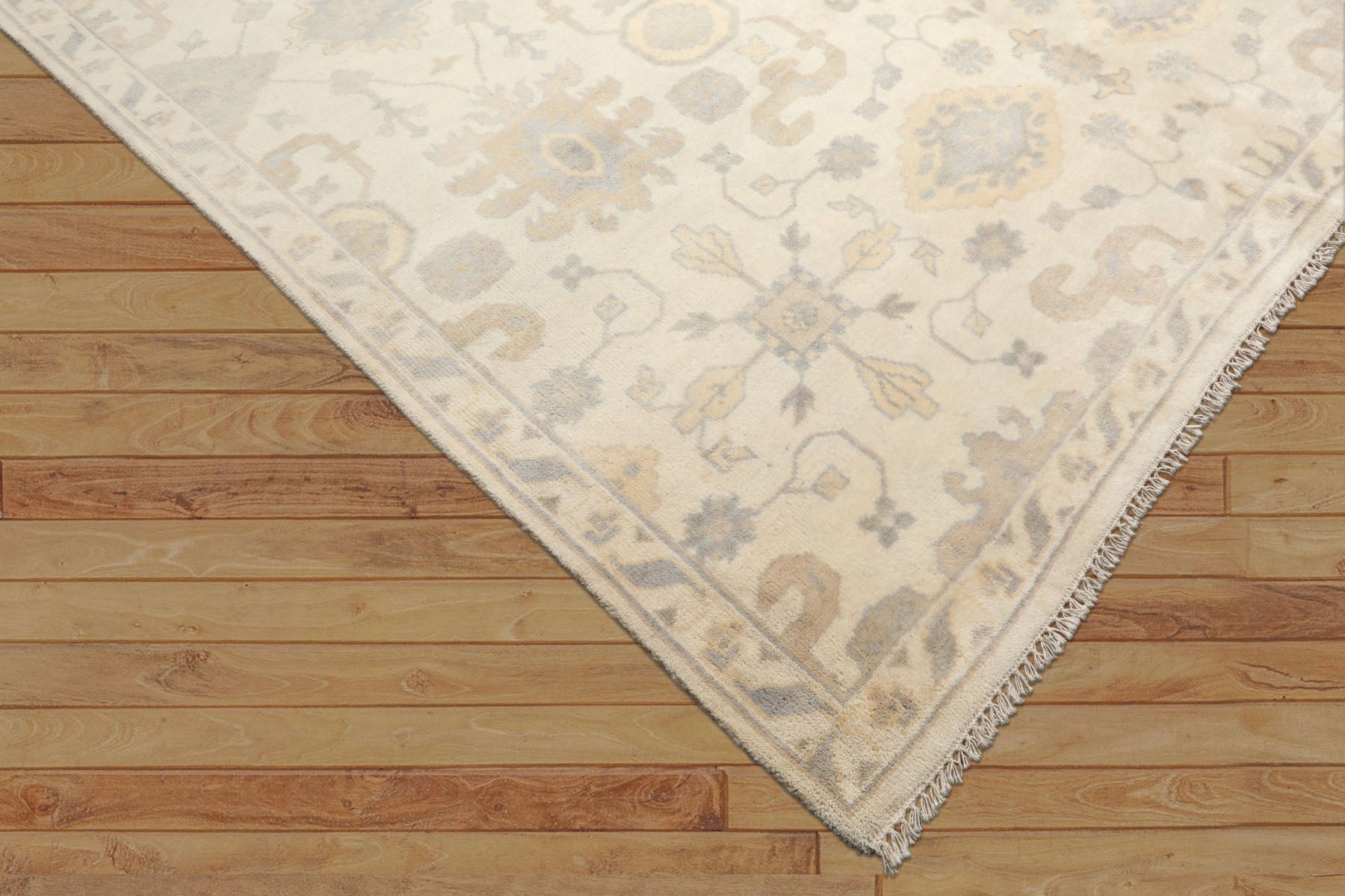 8x10 Ivory, Gray, Tan Color Hand Knotted Oushak Wool Traditional Oriental Rug