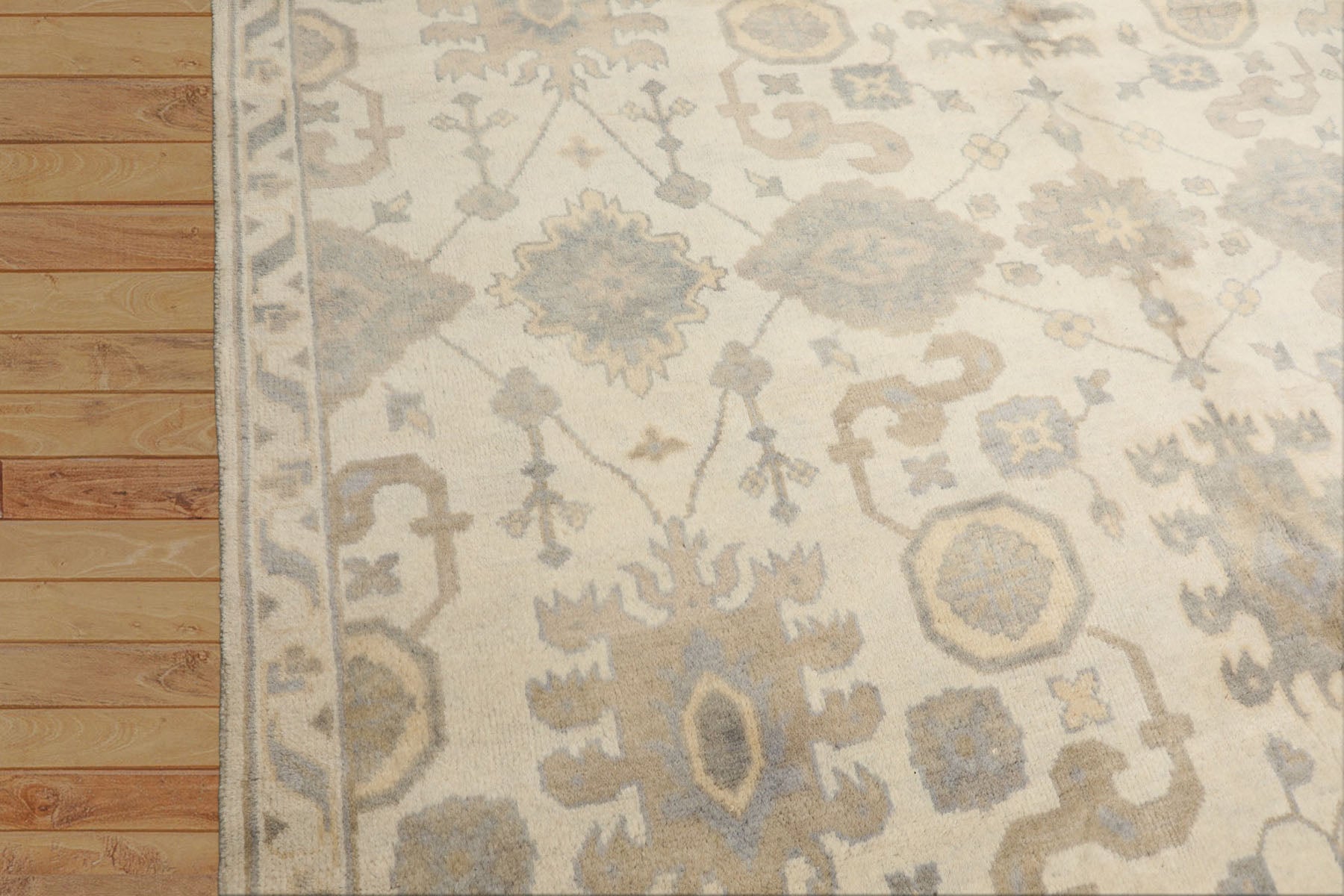 8x10 Ivory, Gray, Tan Color Hand Knotted Oushak Wool Traditional Oriental Rug