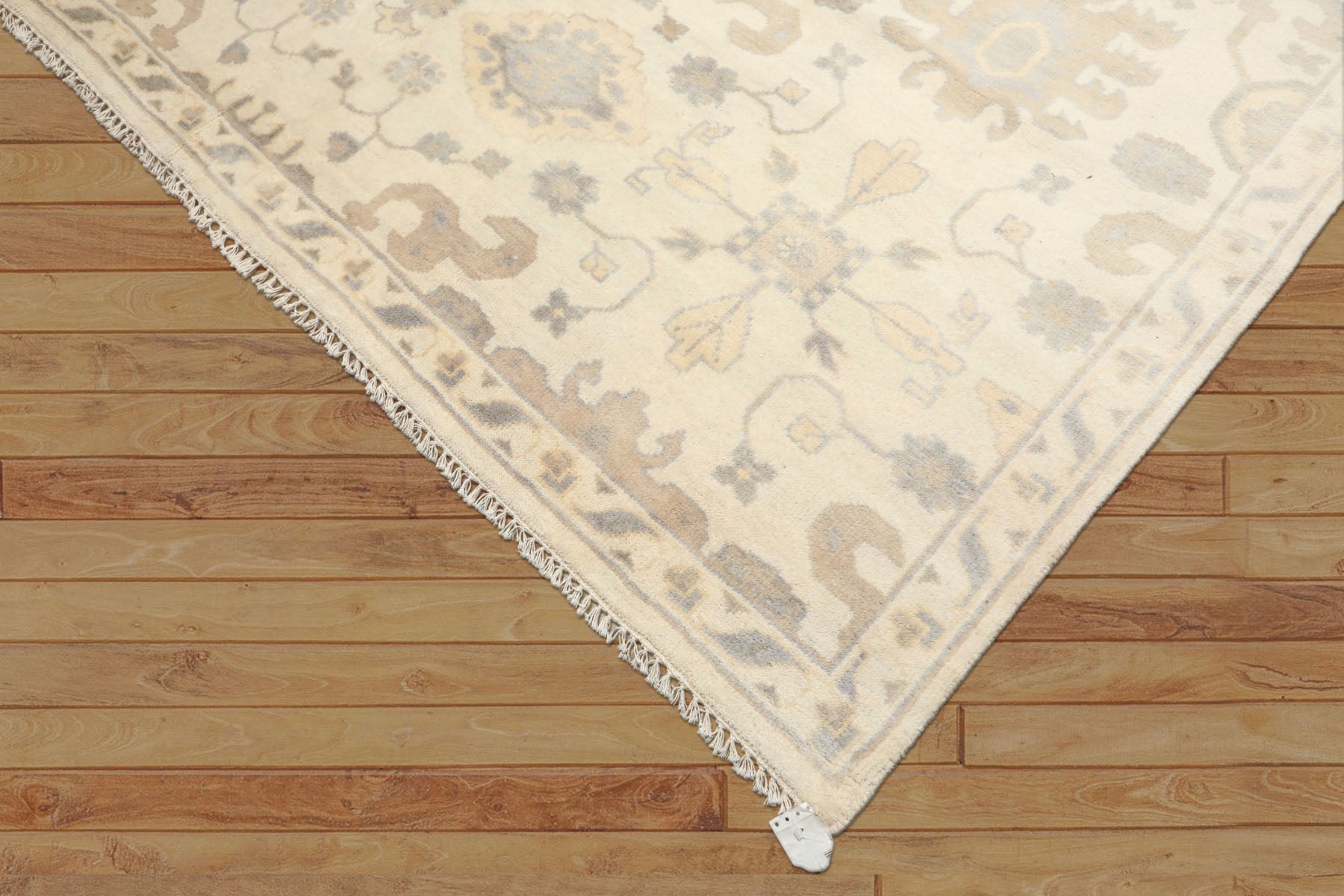 8x10 Ivory, Gray, Tan Color Hand Knotted Oushak Wool Traditional Oriental Rug