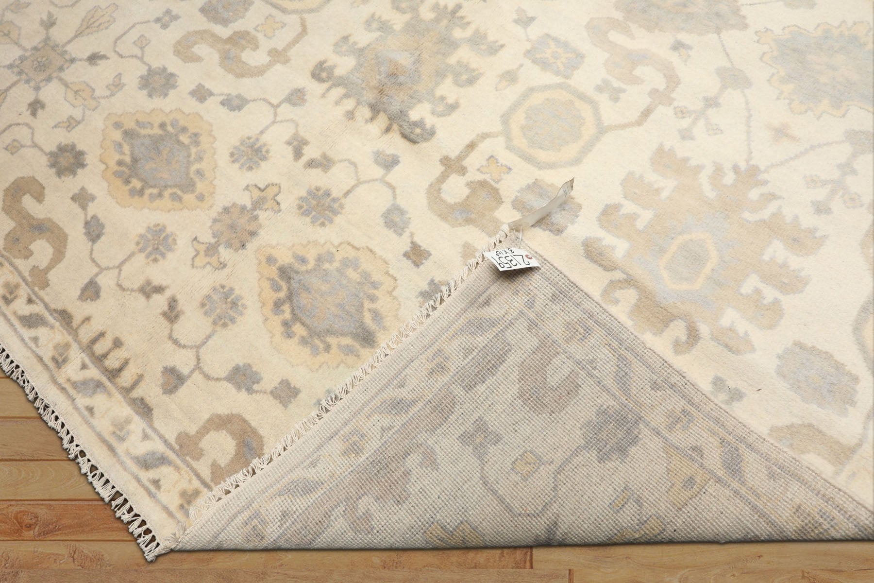 8x10 Ivory, Gray, Tan Color Hand Knotted Oushak Wool Traditional Oriental Rug