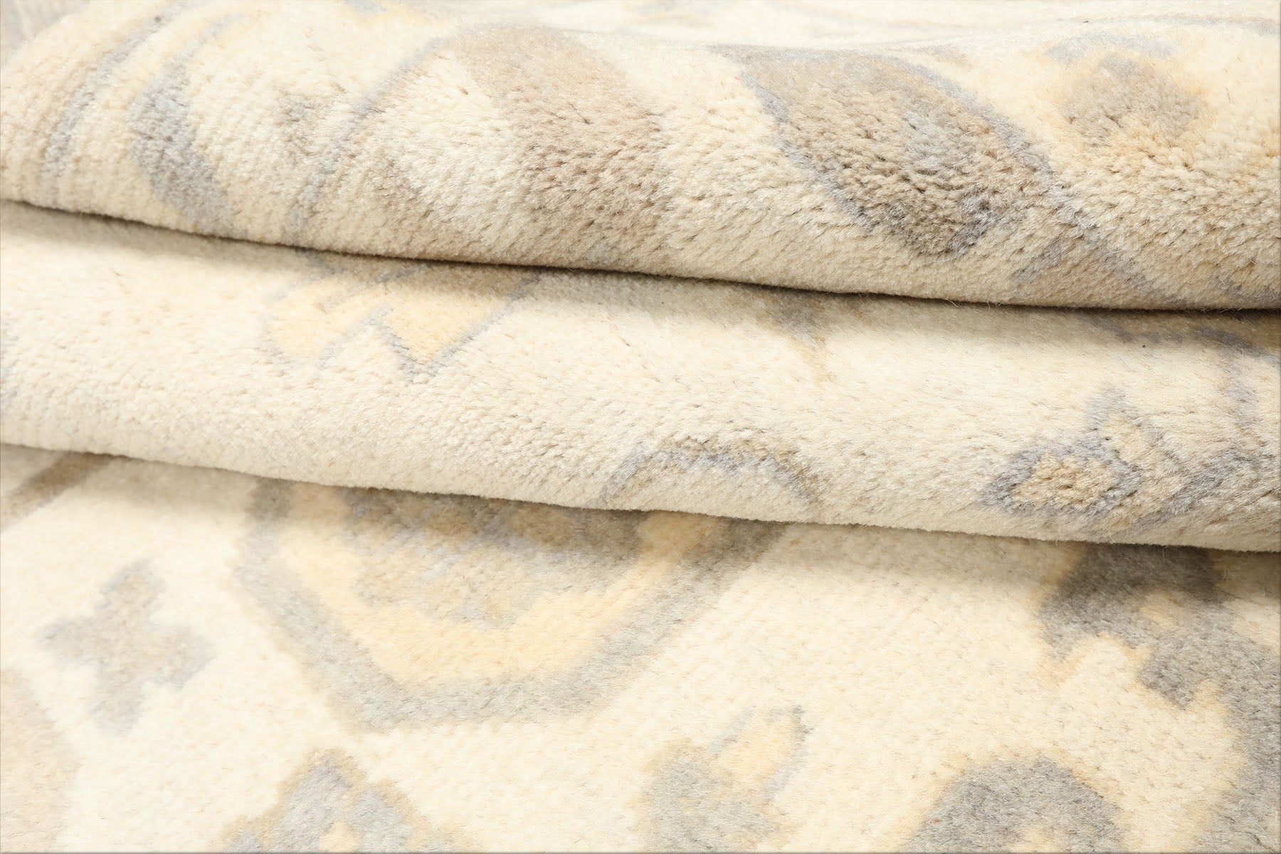 8x10 Ivory, Gray, Tan Color Hand Knotted Oushak Wool Traditional Oriental Rug
