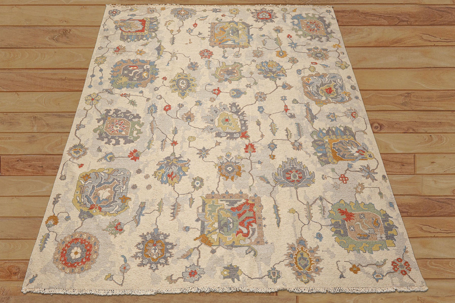 8x10 Beige, Gray, Gold Color Hand Knotted Soumak Wool Traditional Oriental Rug