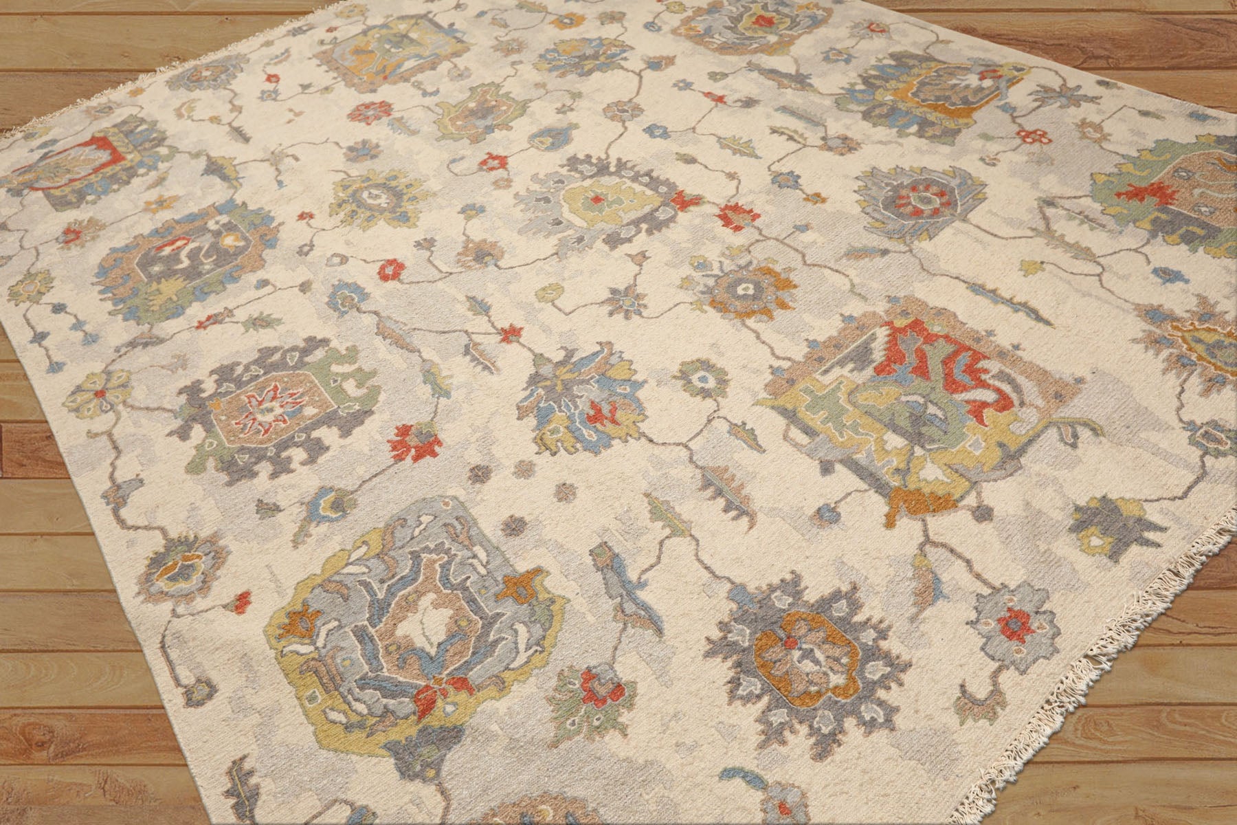 8x10 Beige, Gray, Gold Color Hand Knotted Soumak Wool Traditional Oriental Rug