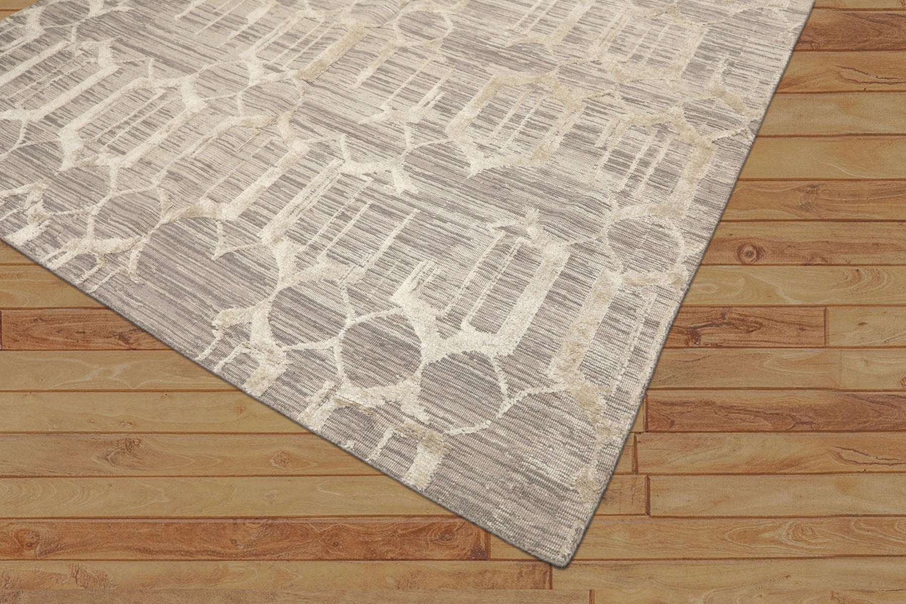 6x9 Gray, Silver, Color Hand Woven Flatweave Wool & Bamboo Silk Modern & Contemporary Oriental Rug