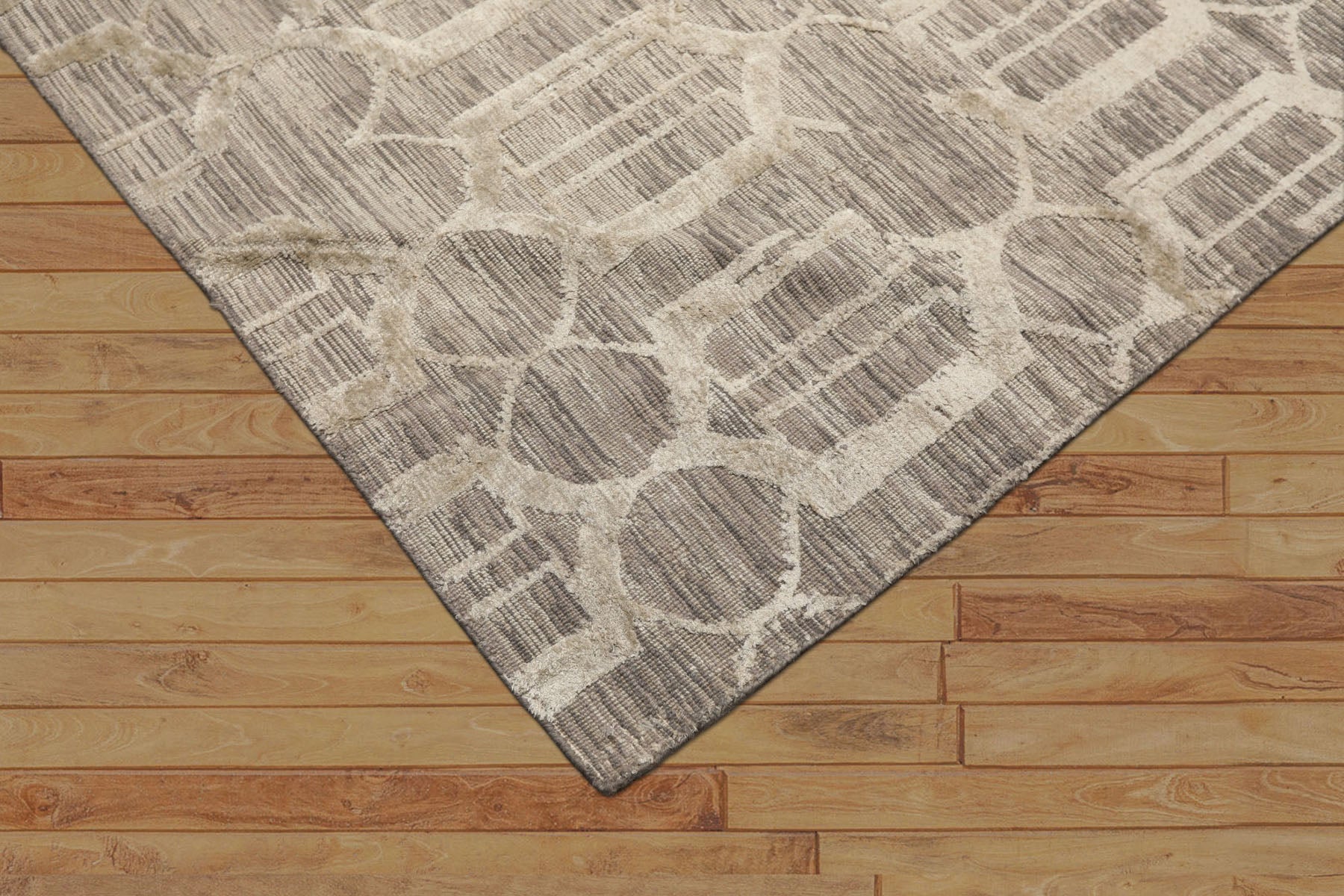 6x9 Gray, Silver, Color Hand Woven Flatweave Wool & Bamboo Silk Modern & Contemporary Oriental Rug