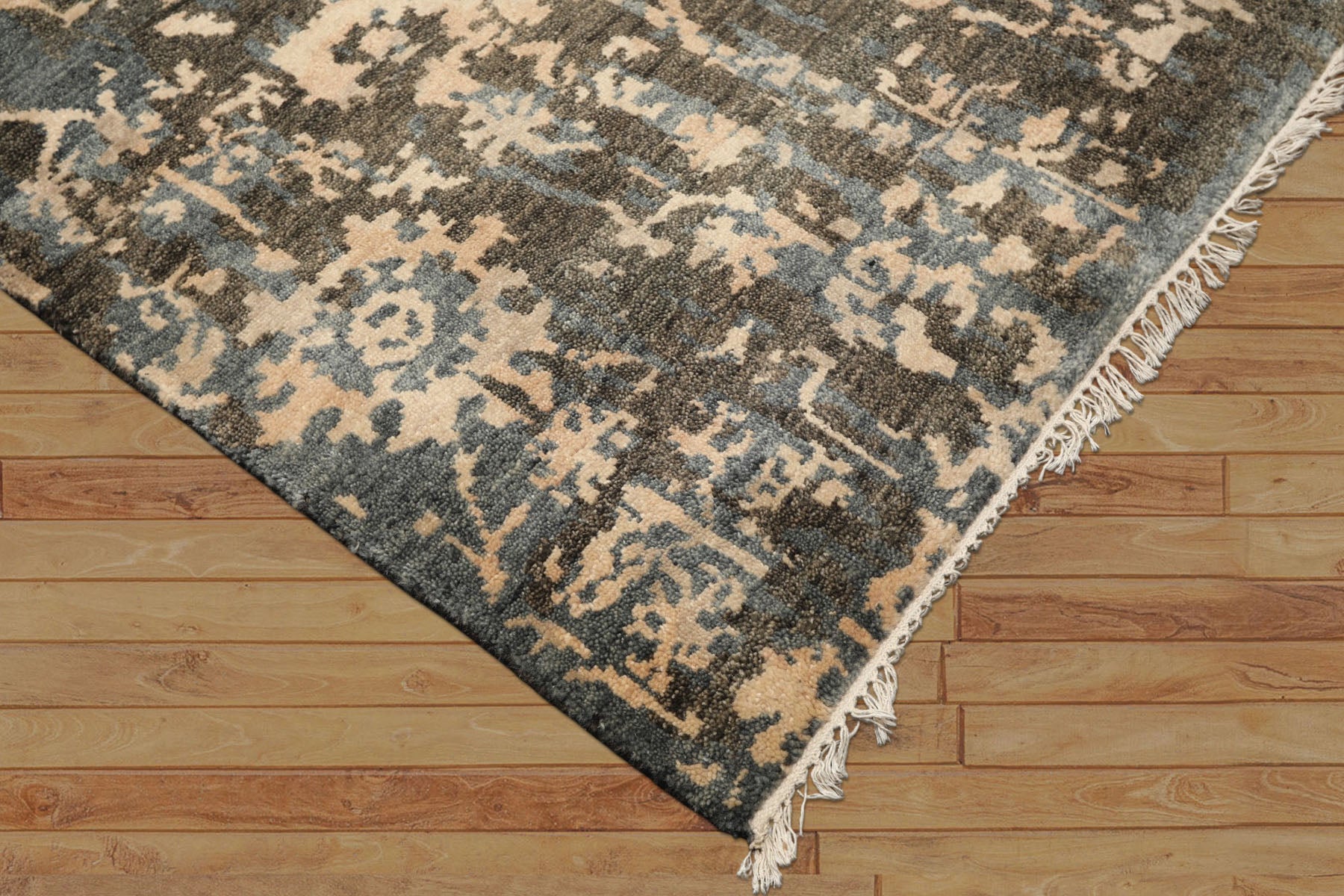 4x6 Olive, Green, Teal Color Hand Knotted Tibetan Wool Modern & Contemporary Oriental Rug