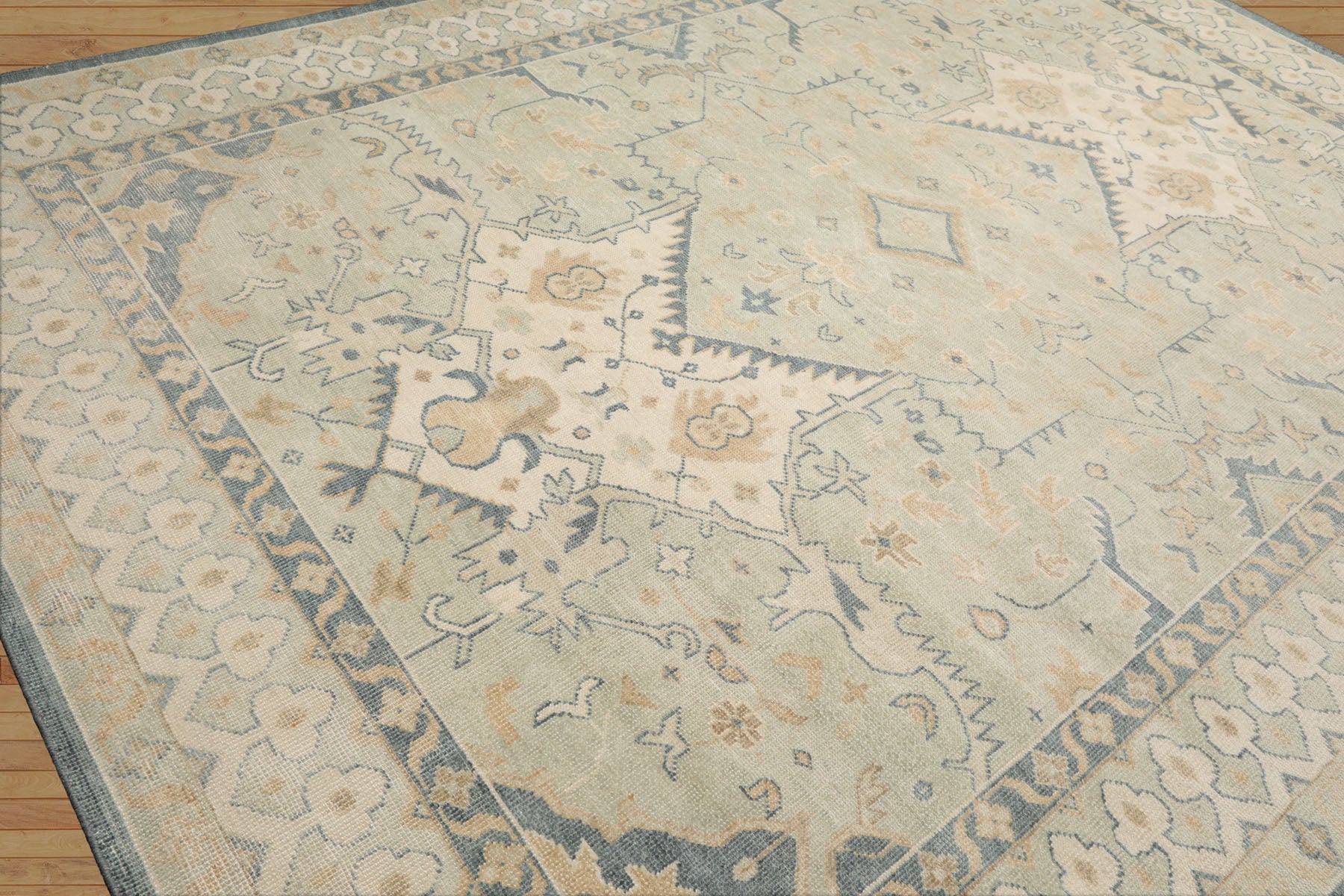 LoomBloom Multi Size Mint Wool Hand Knotted Oushak Traditional Oriental Rug