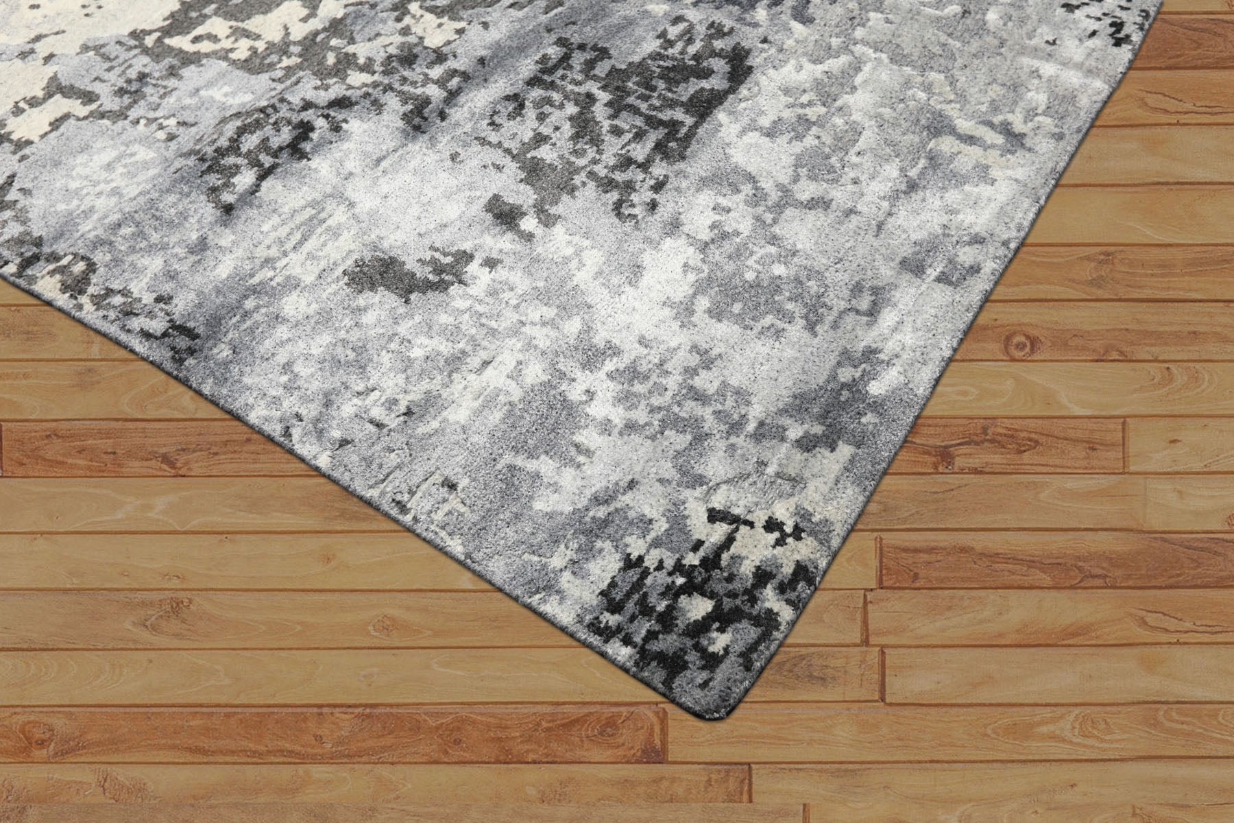 6x9 Ivory, Gray, Graphite Color Hand Knotted Sherpa Wool & Bamboo Silk Modern & Contemporary Oriental Rug