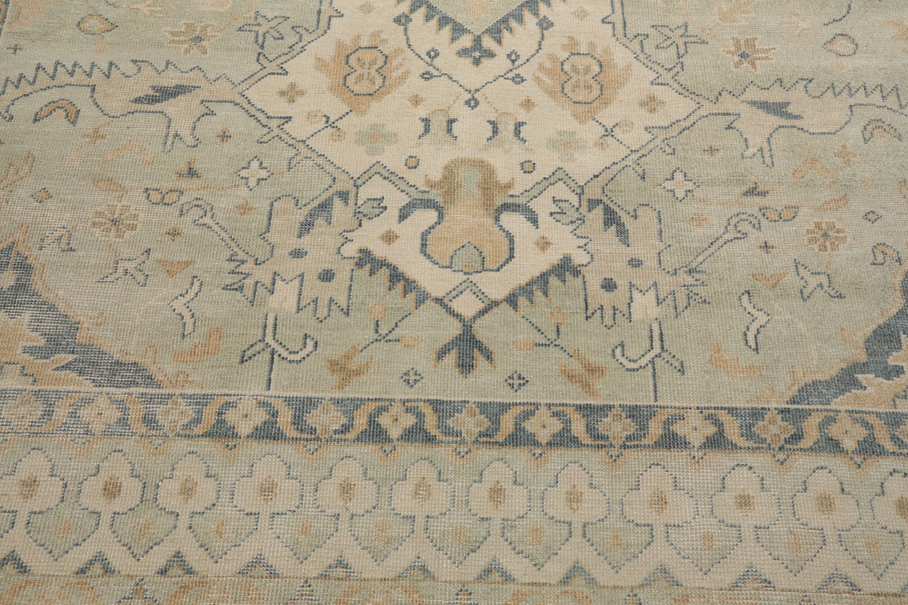 LoomBloom Multi Size Mint Wool Hand Knotted Oushak Traditional Oriental Rug