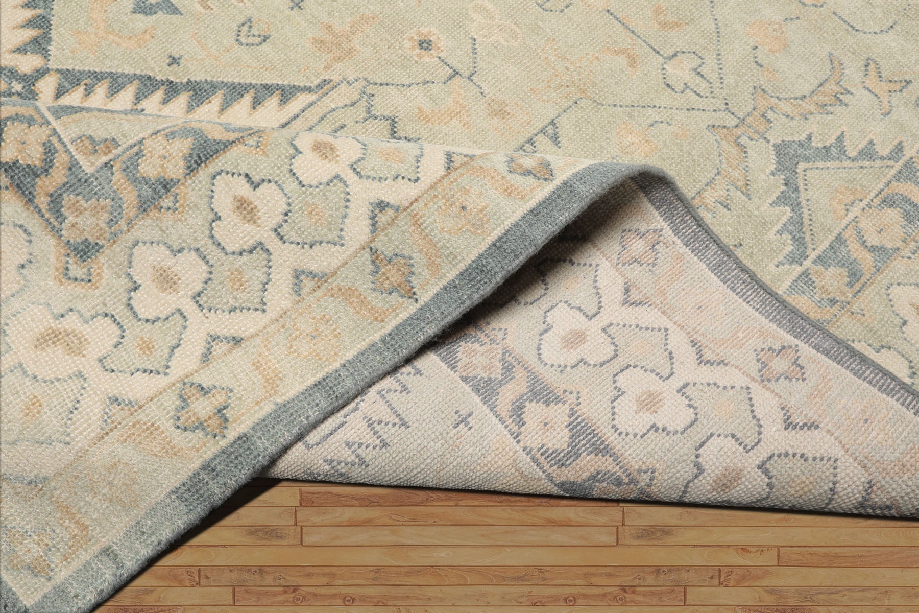 LoomBloom Multi Size Mint Wool Hand Knotted Oushak Traditional Oriental Rug
