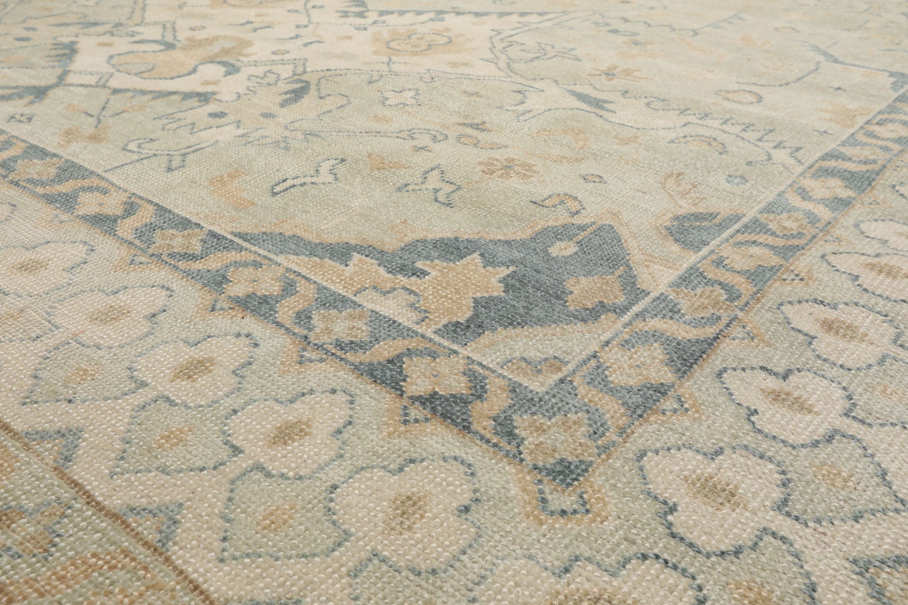 LoomBloom Multi Size Mint Wool Hand Knotted Oushak Traditional Oriental Rug