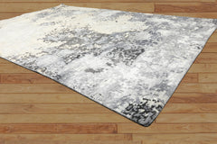 6x9 Ivory, Gray, Graphite Color Hand Knotted Sherpa Wool & Bamboo Silk Modern & Contemporary Oriental Rug