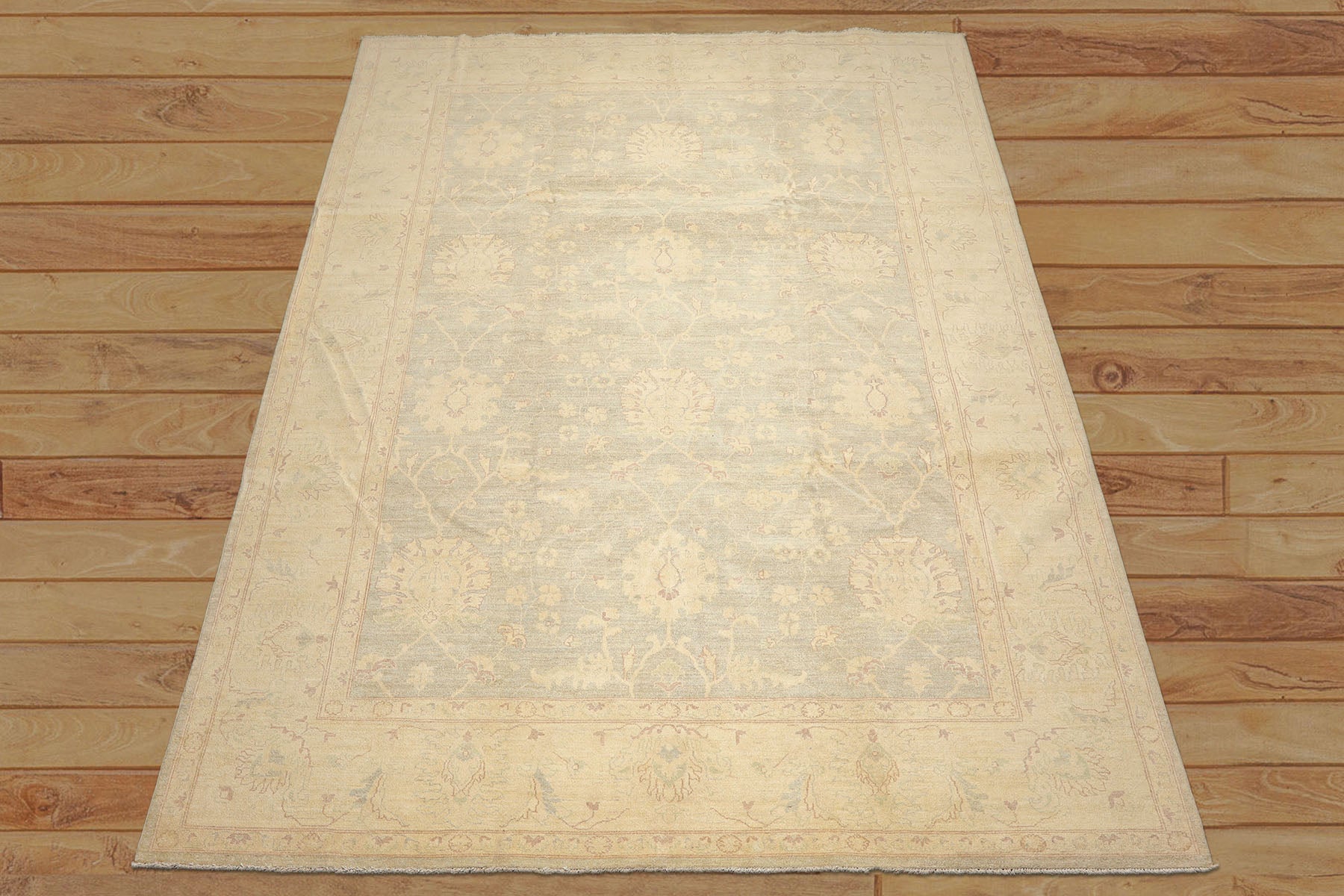 10x14 Mint, Beige, Sage Color Hand Knotted Chobi Peshawar Wool Traditional Oriental Rug