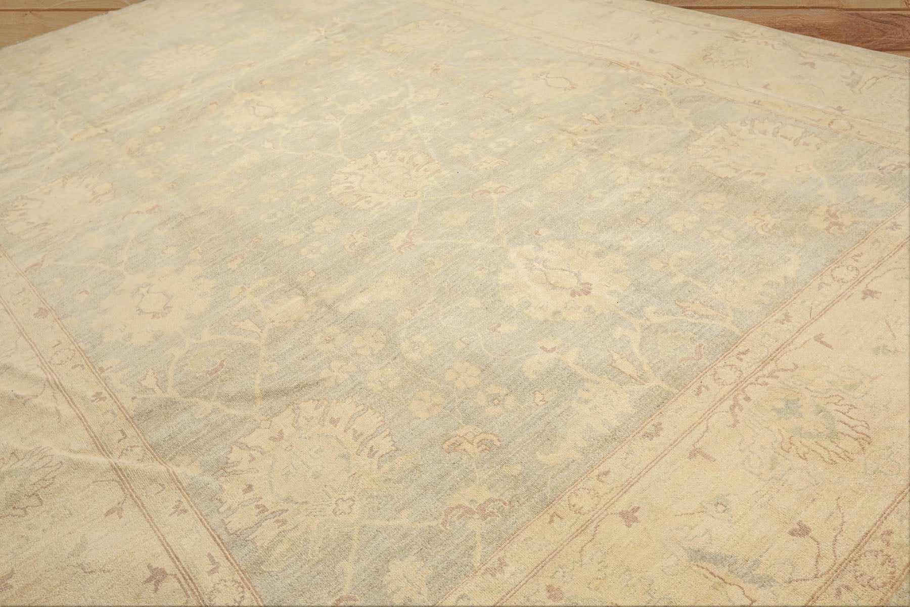 10x14 Mint, Beige, Sage Color Hand Knotted Chobi Peshawar Wool Traditional Oriental Rug