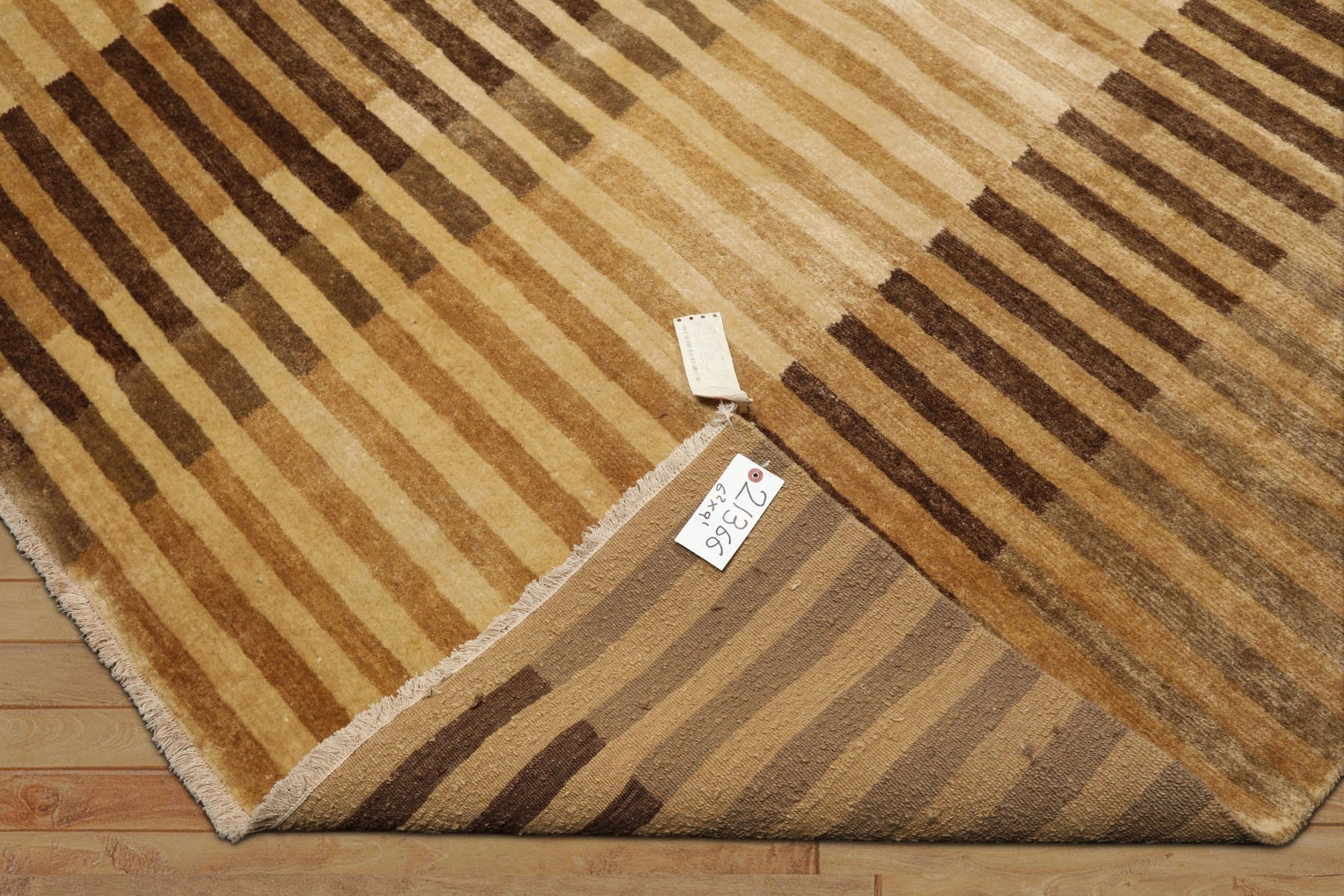 6x9 Beige, Gold, Brown Color Hand Knotted Tibetan Wool Modern & Contemporary Oriental Rug