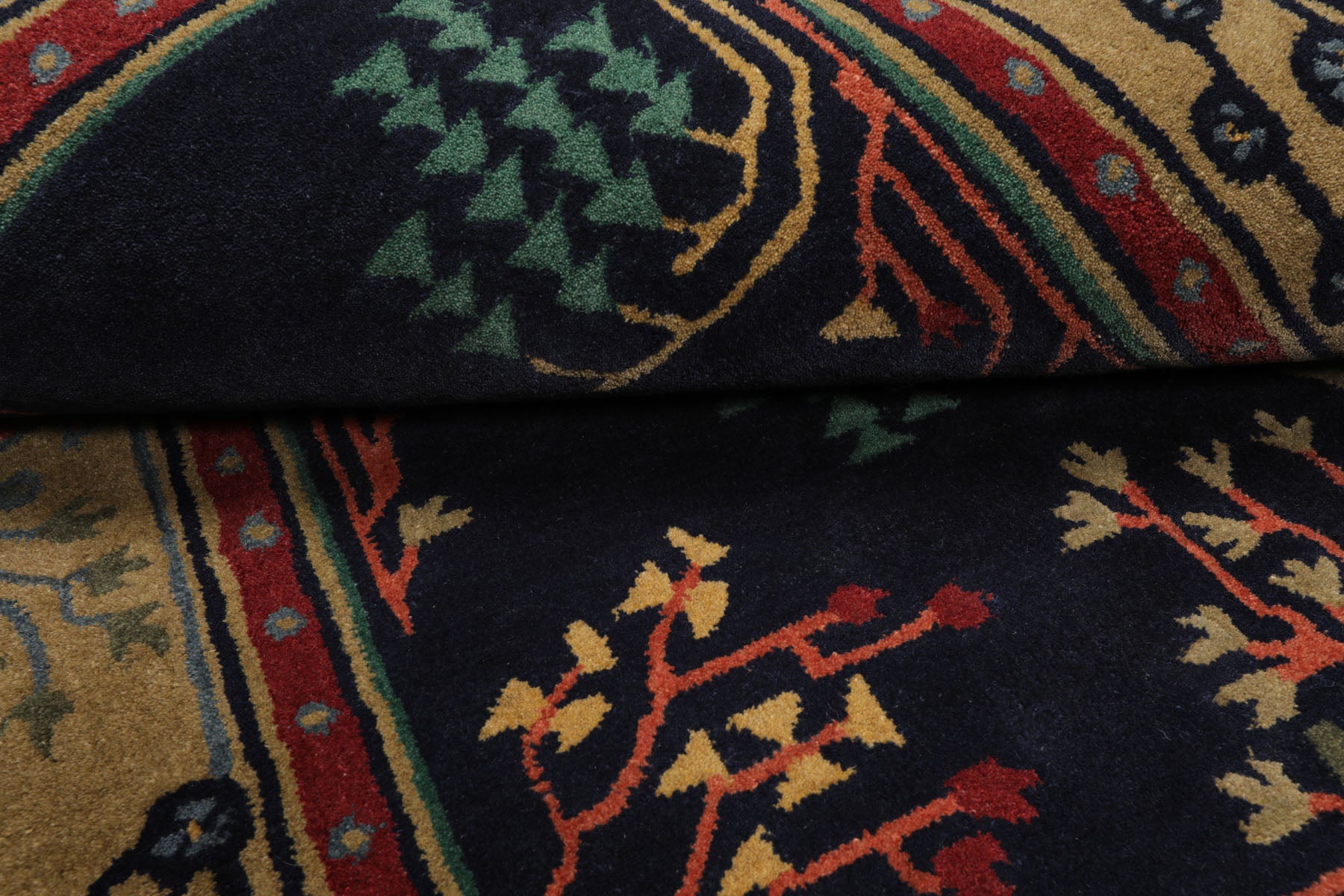 Multi Color Multi Size Hand Tufted Handmade 100% Wool Donegal Branches Arts & Crafts Oriental Area Rug Gray with Green undertone, Moss Color