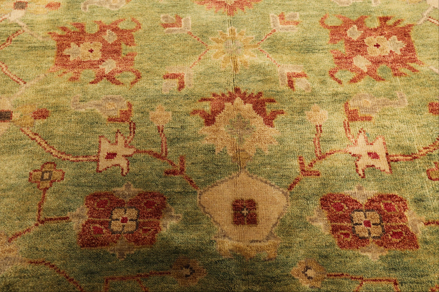 8x10 Lime, Rust, Ivory Color Hand Knotted Oushak Wool Traditional Oriental Rug