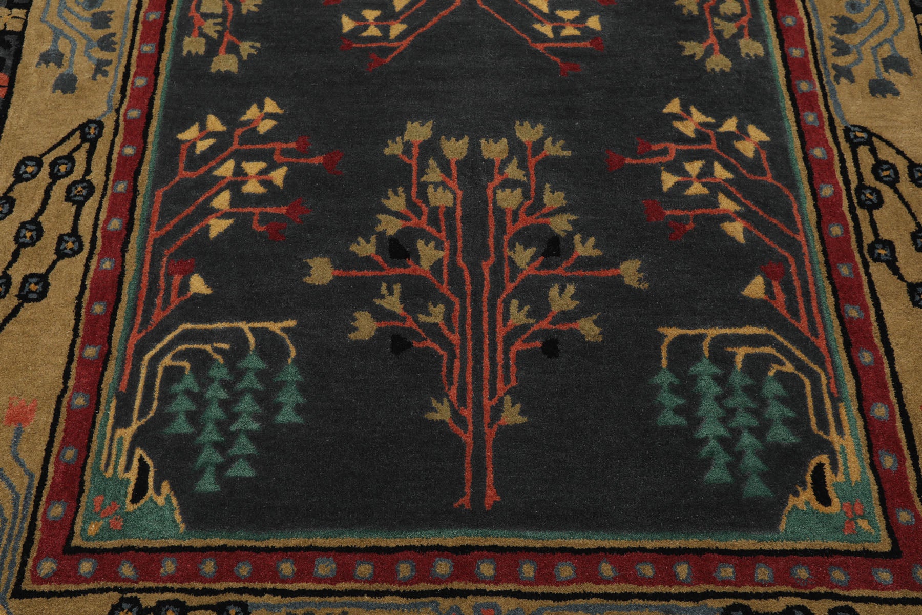 LoomBloom Multi Size Graphite Wool Hand Tufted Donegal Arts & Crafts Oriental Rug