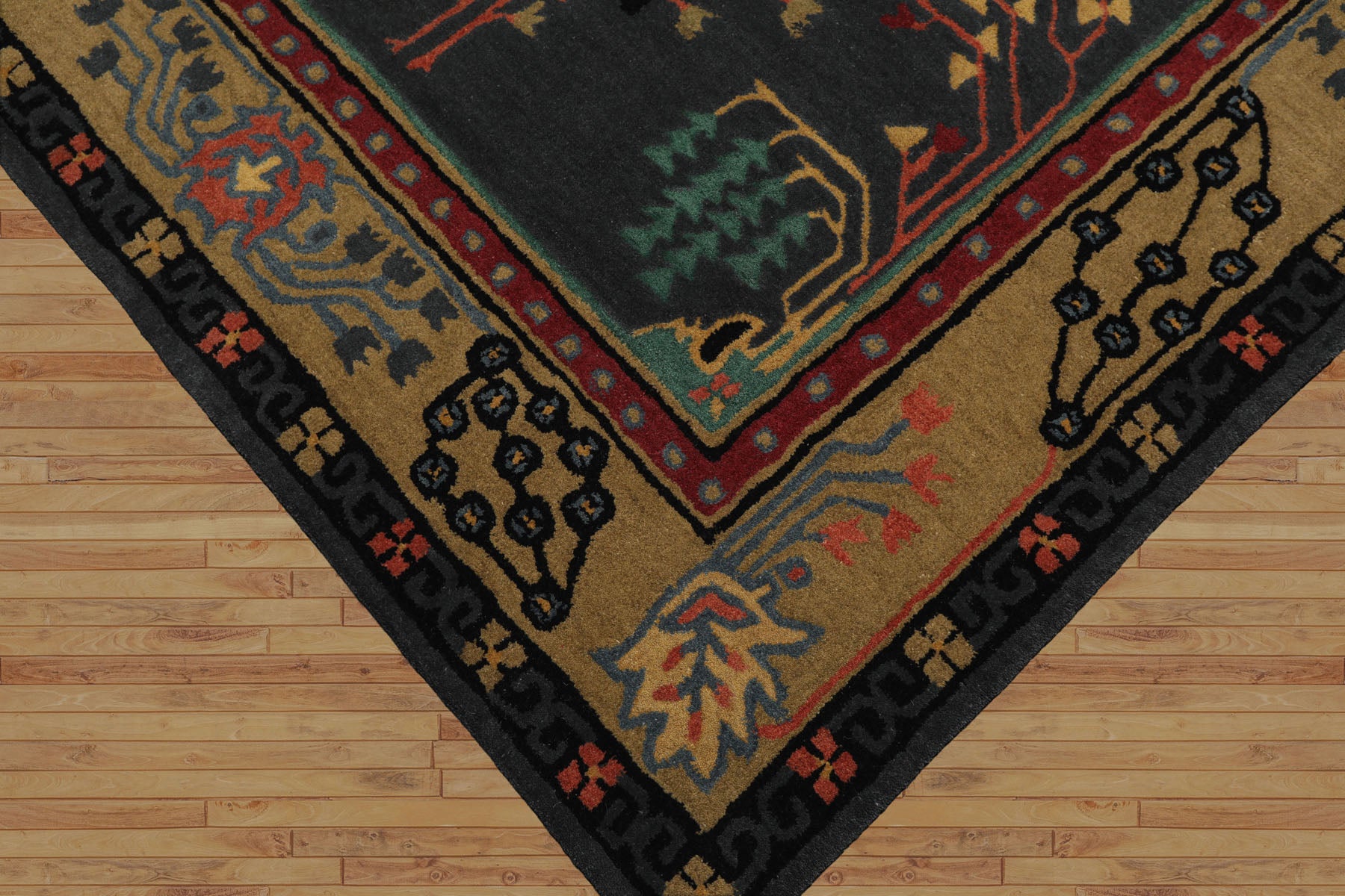 LoomBloom Multi Size Graphite Wool Hand Tufted Donegal Arts & Crafts Oriental Rug