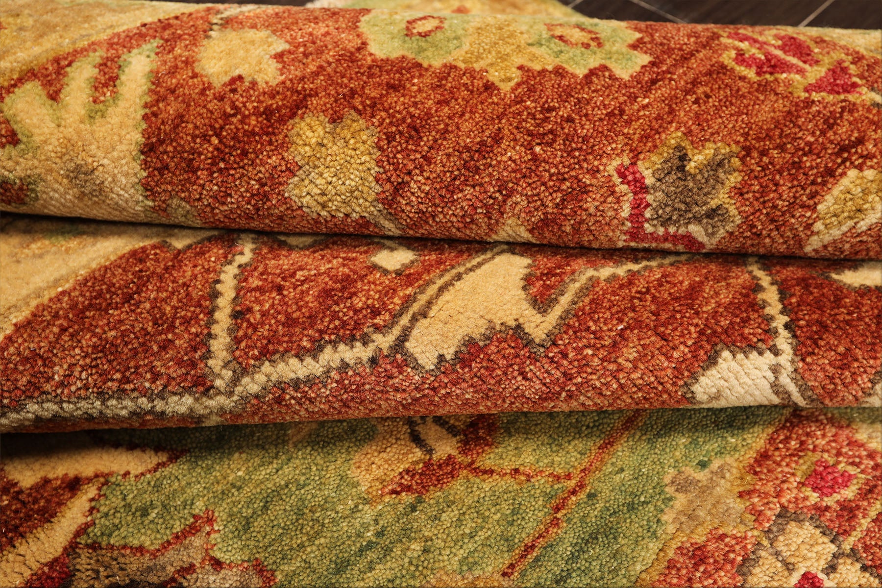 8x10 Lime, Rust, Ivory Color Hand Knotted Oushak Wool Traditional Oriental Rug