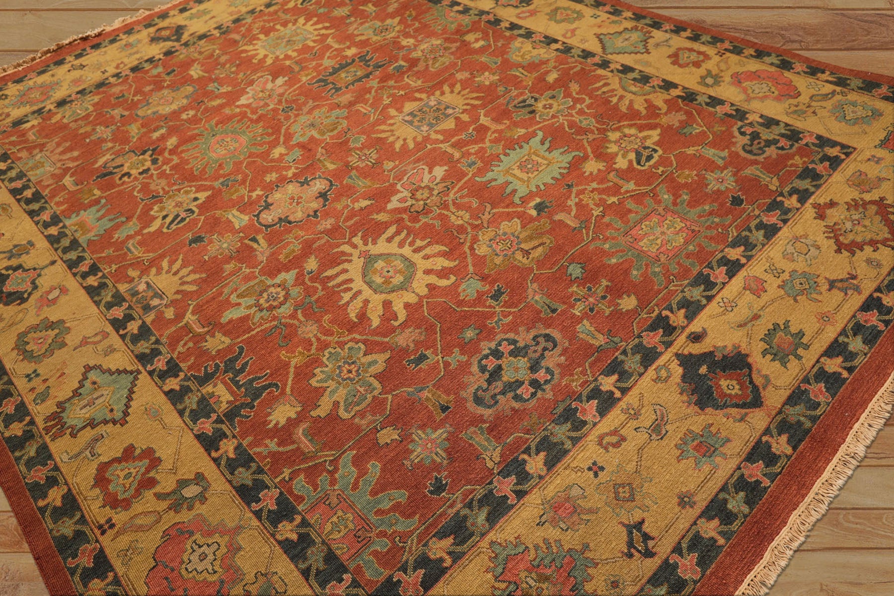 8x10 Rose, Gold, Aqua Color Hand Knotted Soumak Wool Traditional Oriental Rug