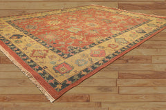 8x10 Rose, Gold, Aqua Color Hand Knotted Soumak Wool Traditional Oriental Rug