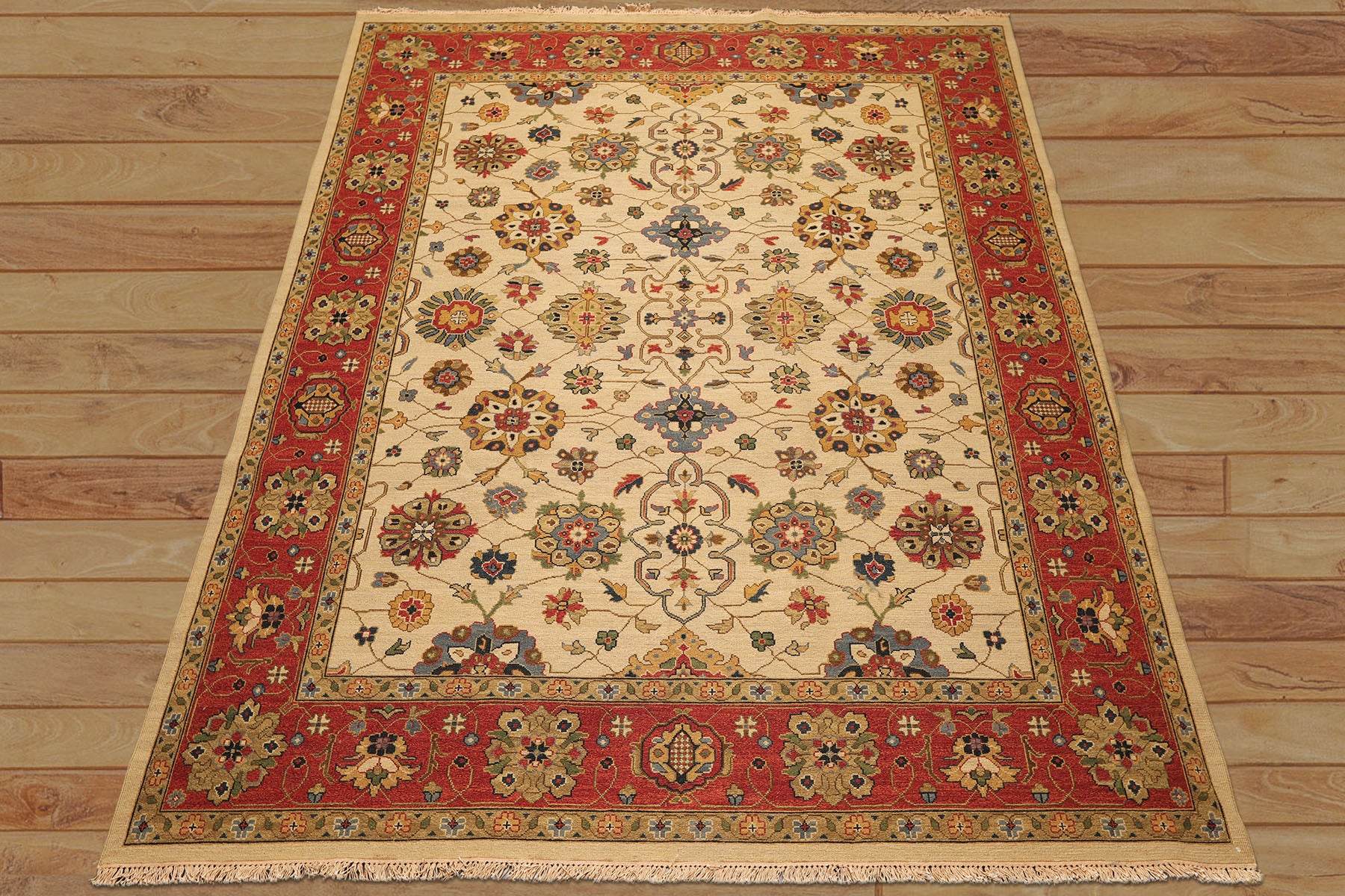 8x10 Beige, Gold, Sage Color Hand Knotted Soumak Wool Traditional Oriental Rug