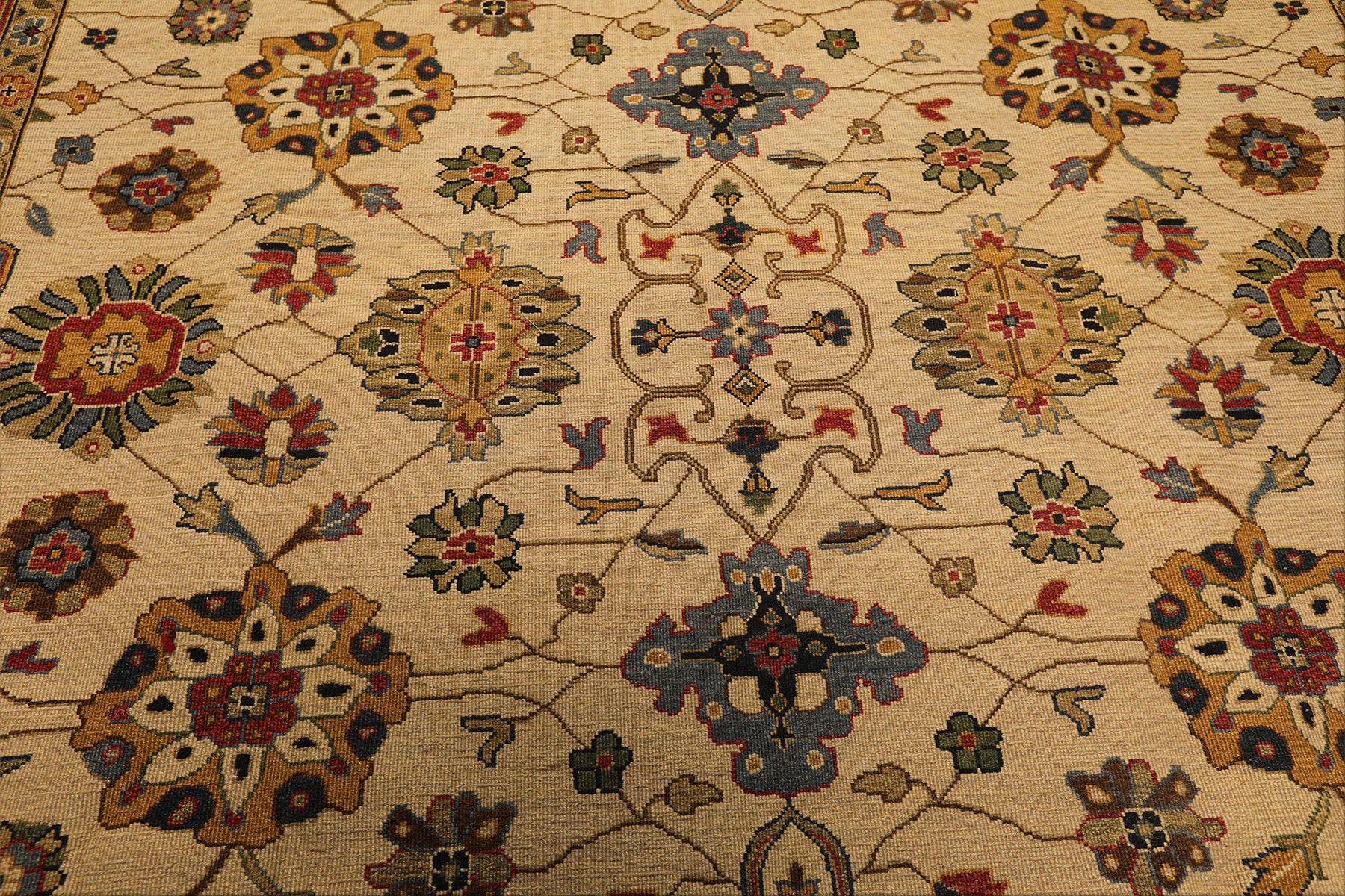 8x10 Beige, Gold, Sage Color Hand Knotted Soumak Wool Traditional Oriental Rug
