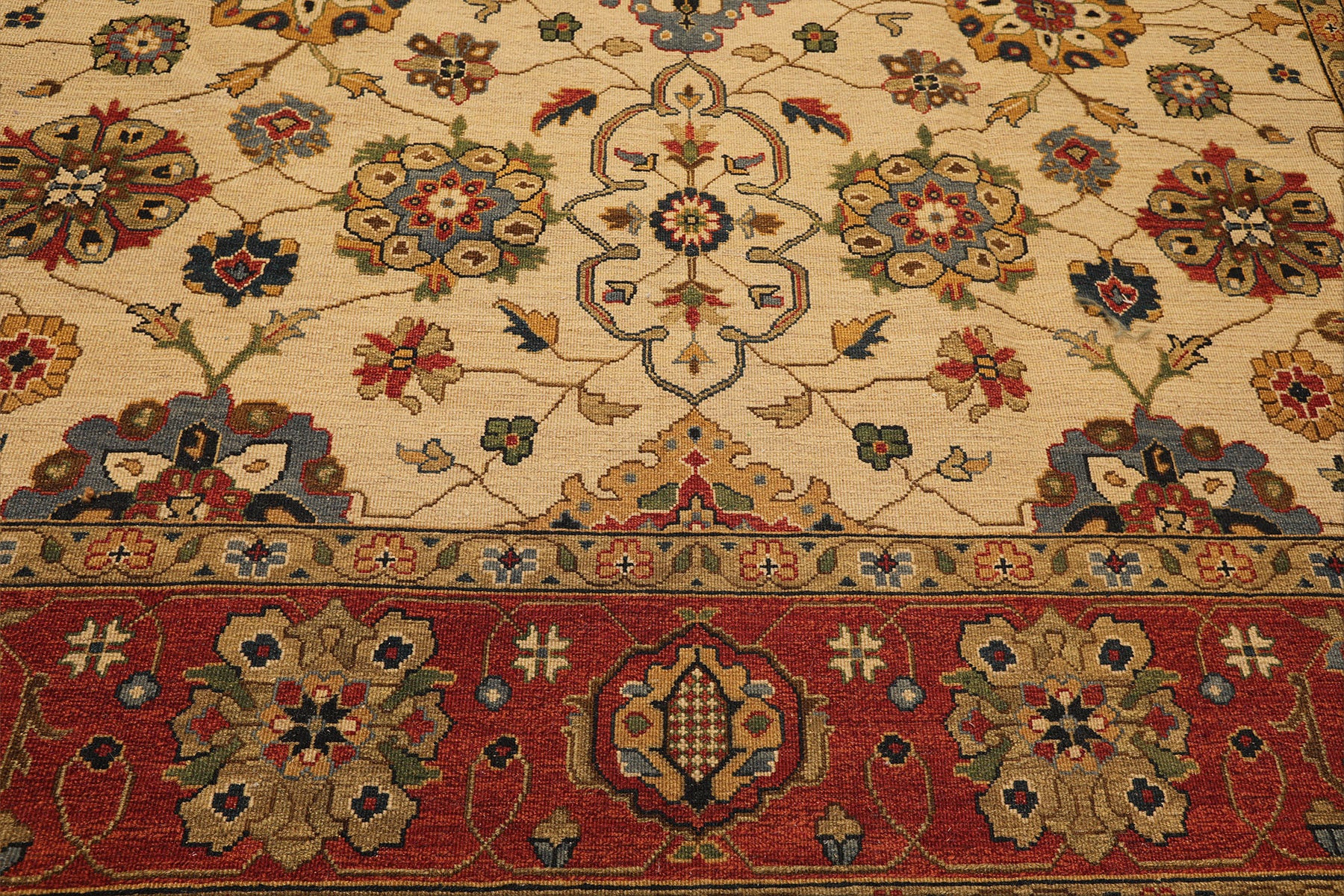 8x10 Beige, Gold, Sage Color Hand Knotted Soumak Wool Traditional Oriental Rug
