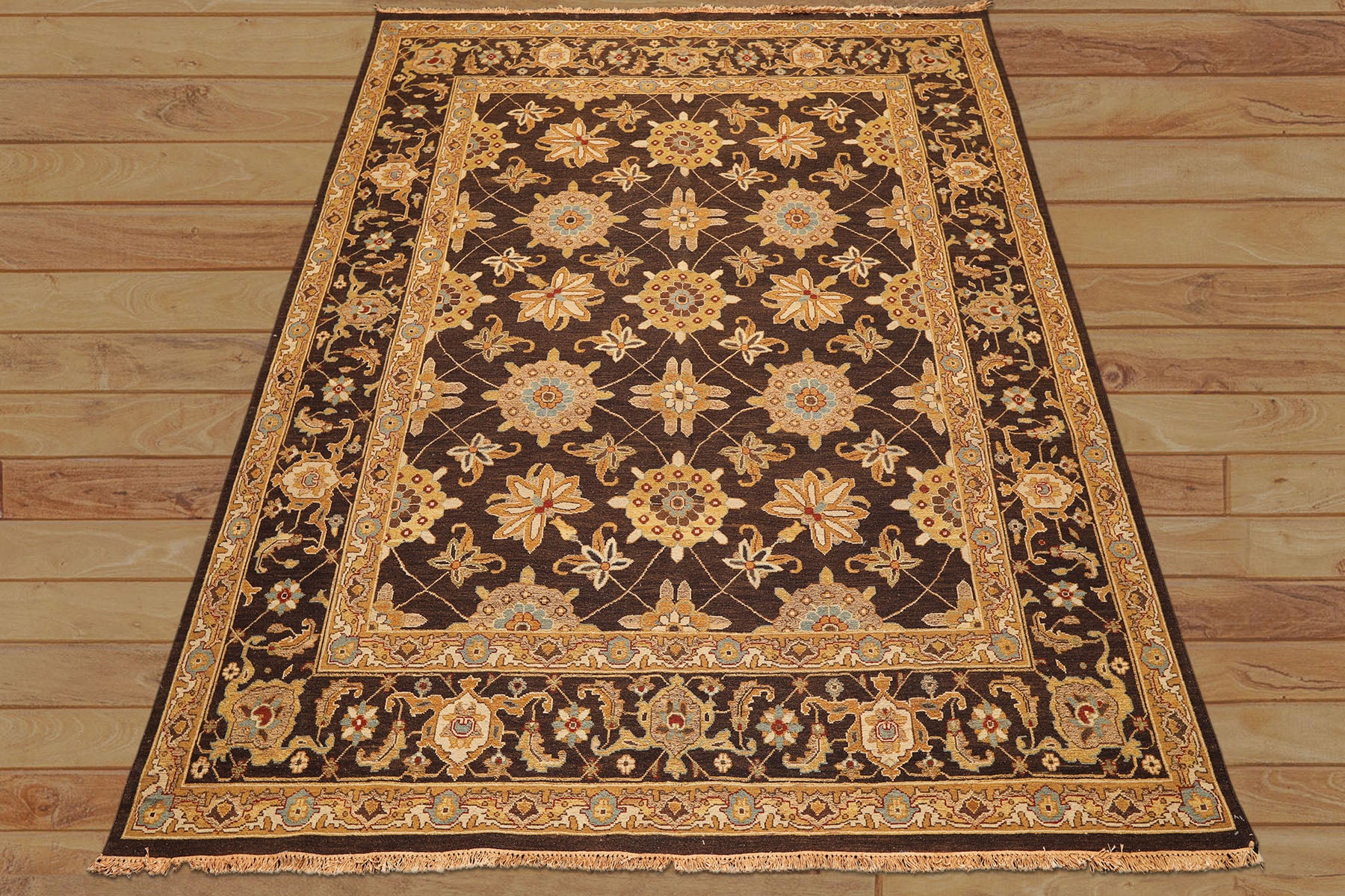 8x10 Chocolate, Gold, Turquoise Color Hand Knotted Soumak Wool Traditional Oriental Rug