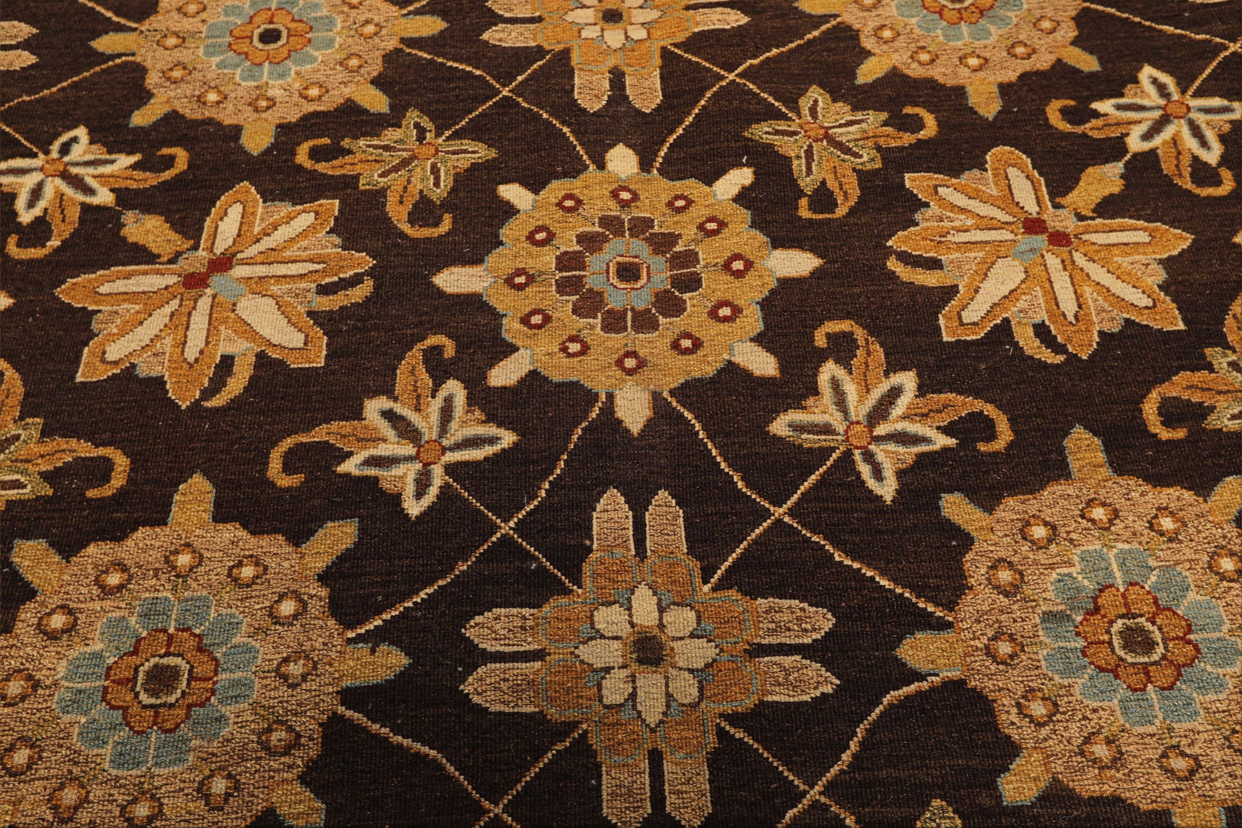 8x10 Chocolate, Gold, Turquoise Color Hand Knotted Soumak Wool Traditional Oriental Rug