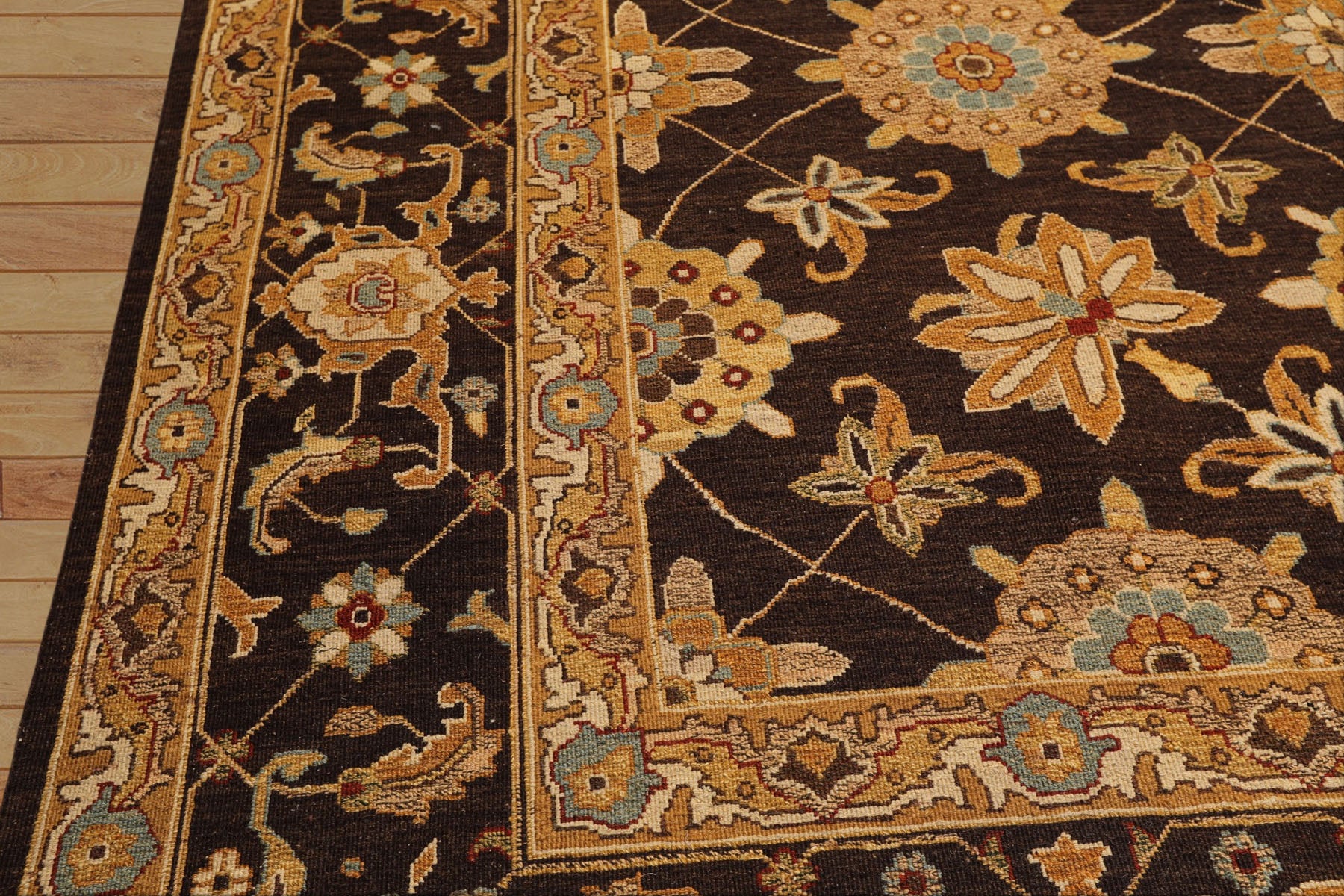 8x10 Chocolate, Gold, Turquoise Color Hand Knotted Soumak Wool Traditional Oriental Rug