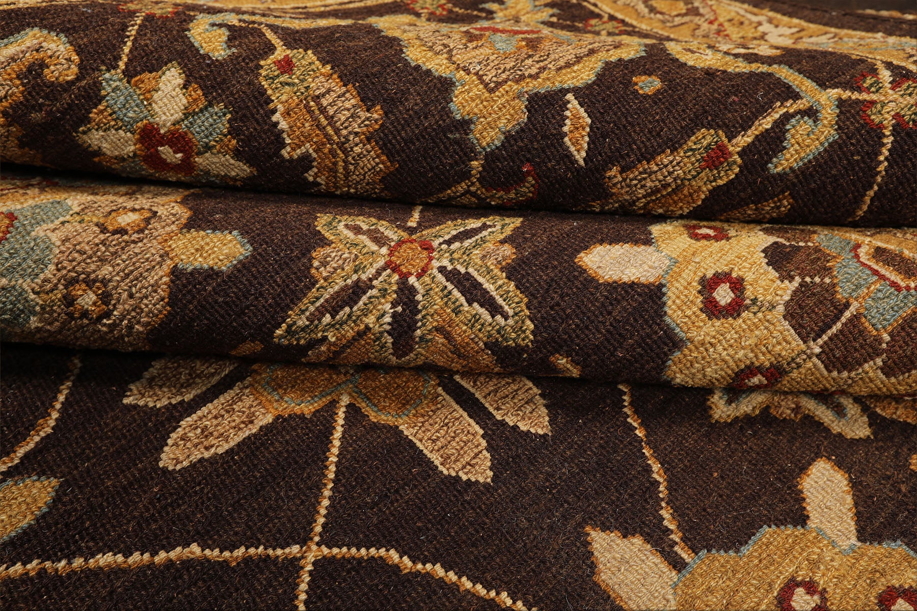 8x10 Chocolate, Gold, Turquoise Color Hand Knotted Soumak Wool Traditional Oriental Rug