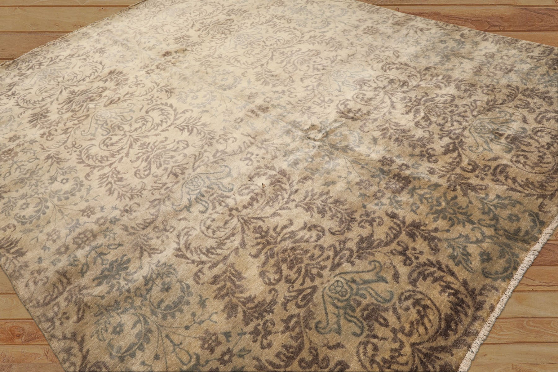 8x10 Beige, Tan, Taupe Color Hand Knotted Oushak Wool Transitional Oriental Rug