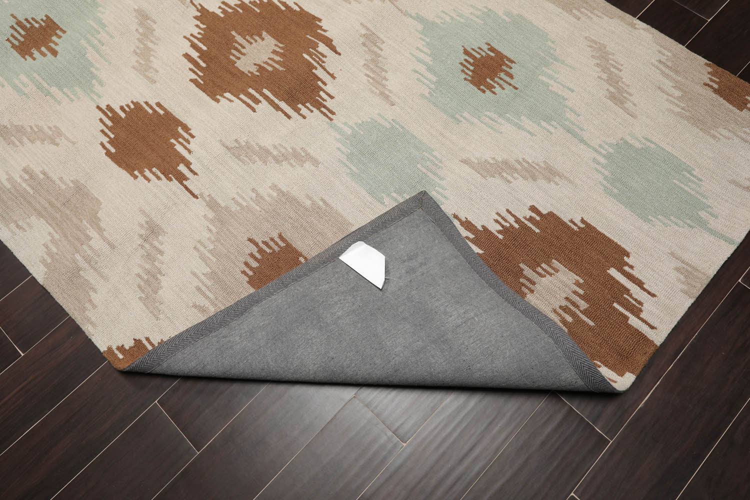 5x7 Beige, Tan, Aqua Color Hand Tufted Ikat 100% Wool Contemporary Oriental Rug