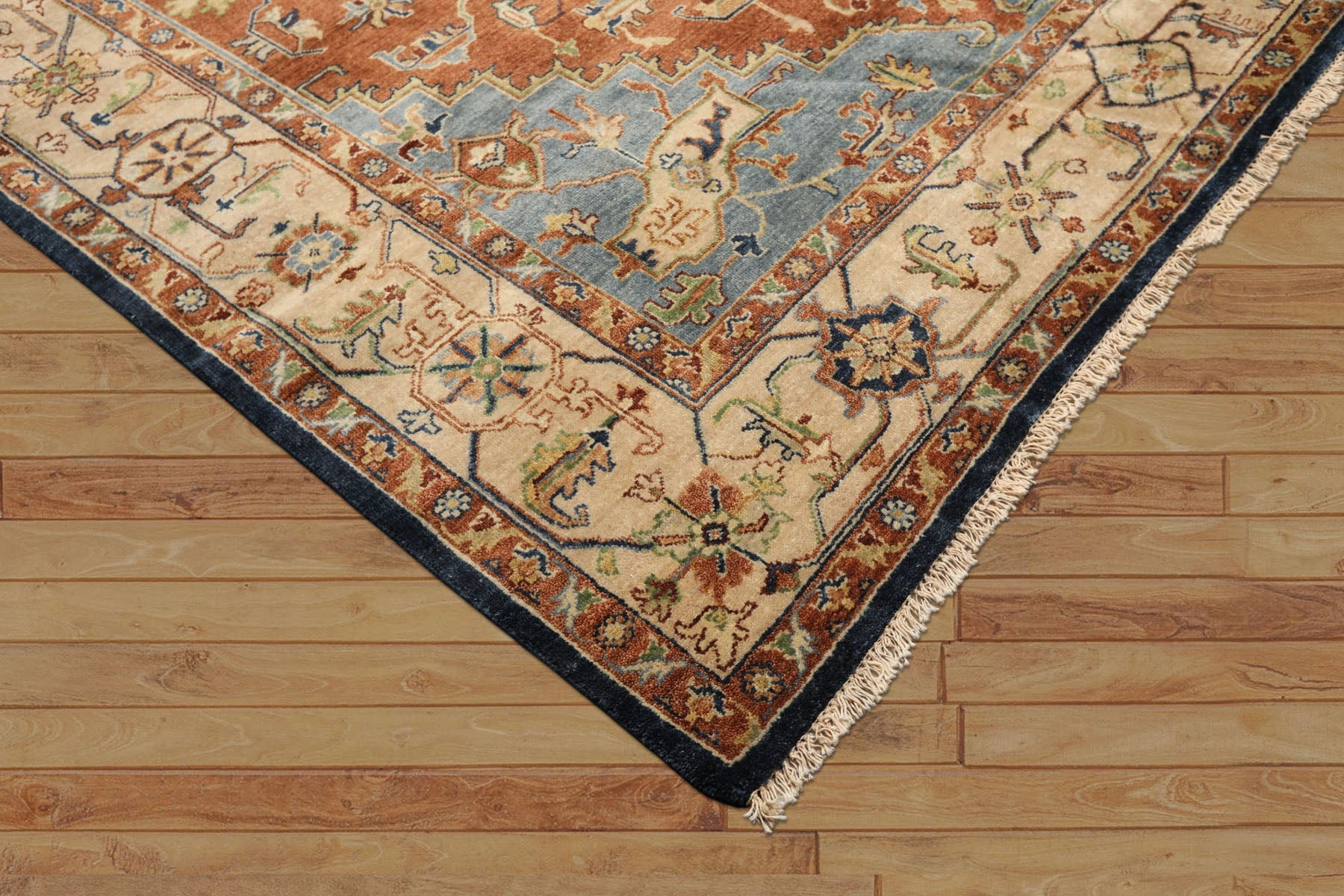 8x10 Rust, Gold, Beige Color Hand Knotted Heriz Wool Traditional Oriental Rug