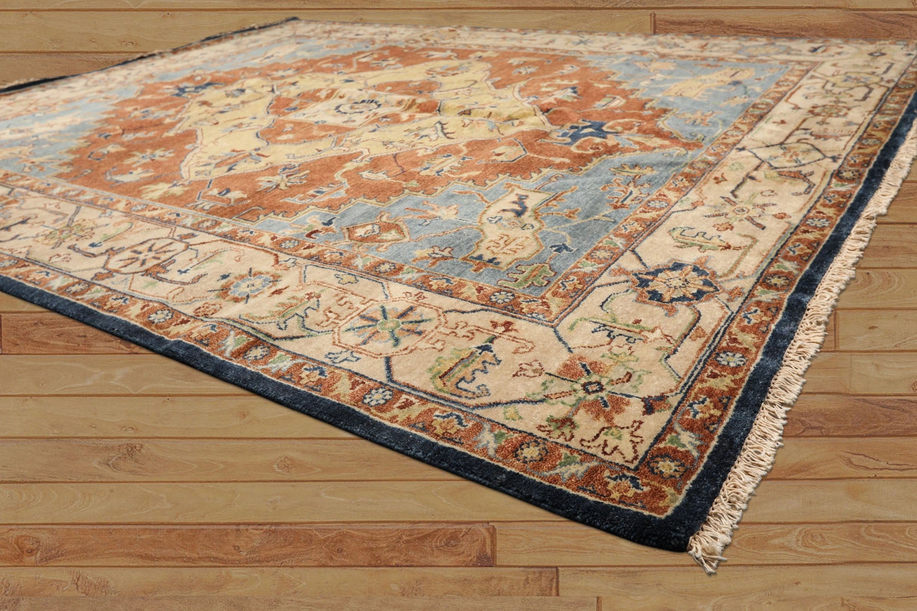 8x10 Rust, Gold, Beige Color Hand Knotted Heriz Wool Traditional Oriental Rug