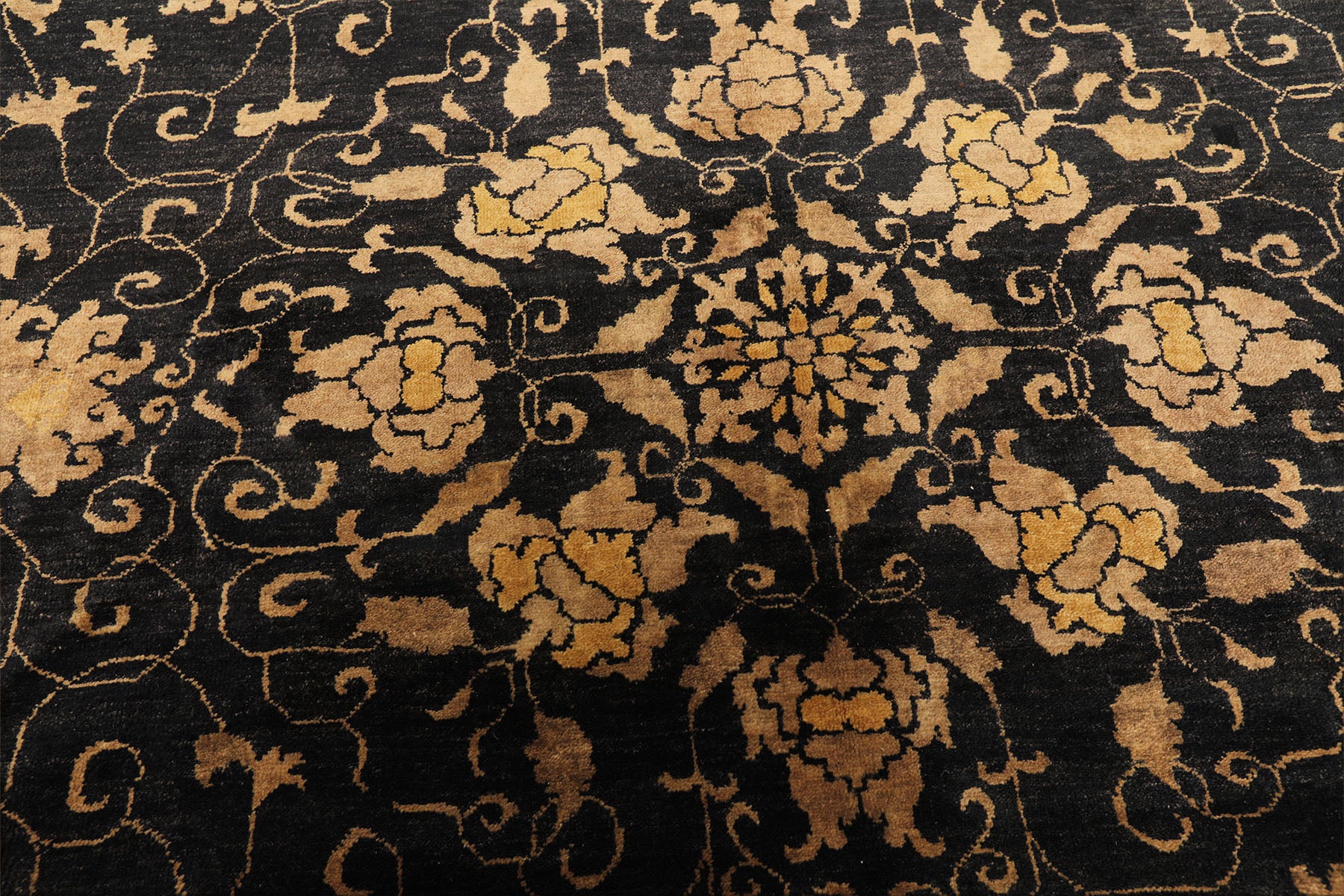 8x10 Charcoal, Gold, Tan Color Hand Knotted Oushak Wool Traditional Oriental Rug