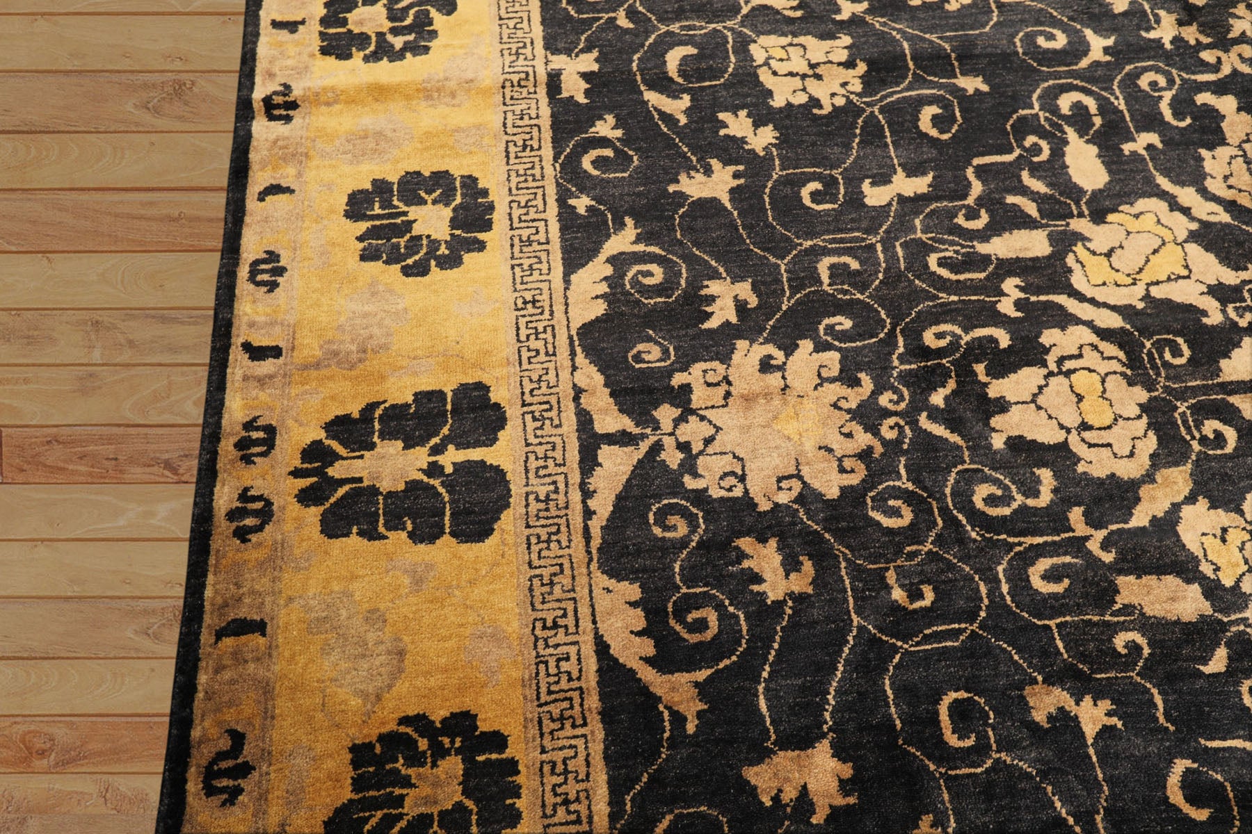 8x10 Charcoal, Gold, Tan Color Hand Knotted Oushak Wool Traditional Oriental Rug